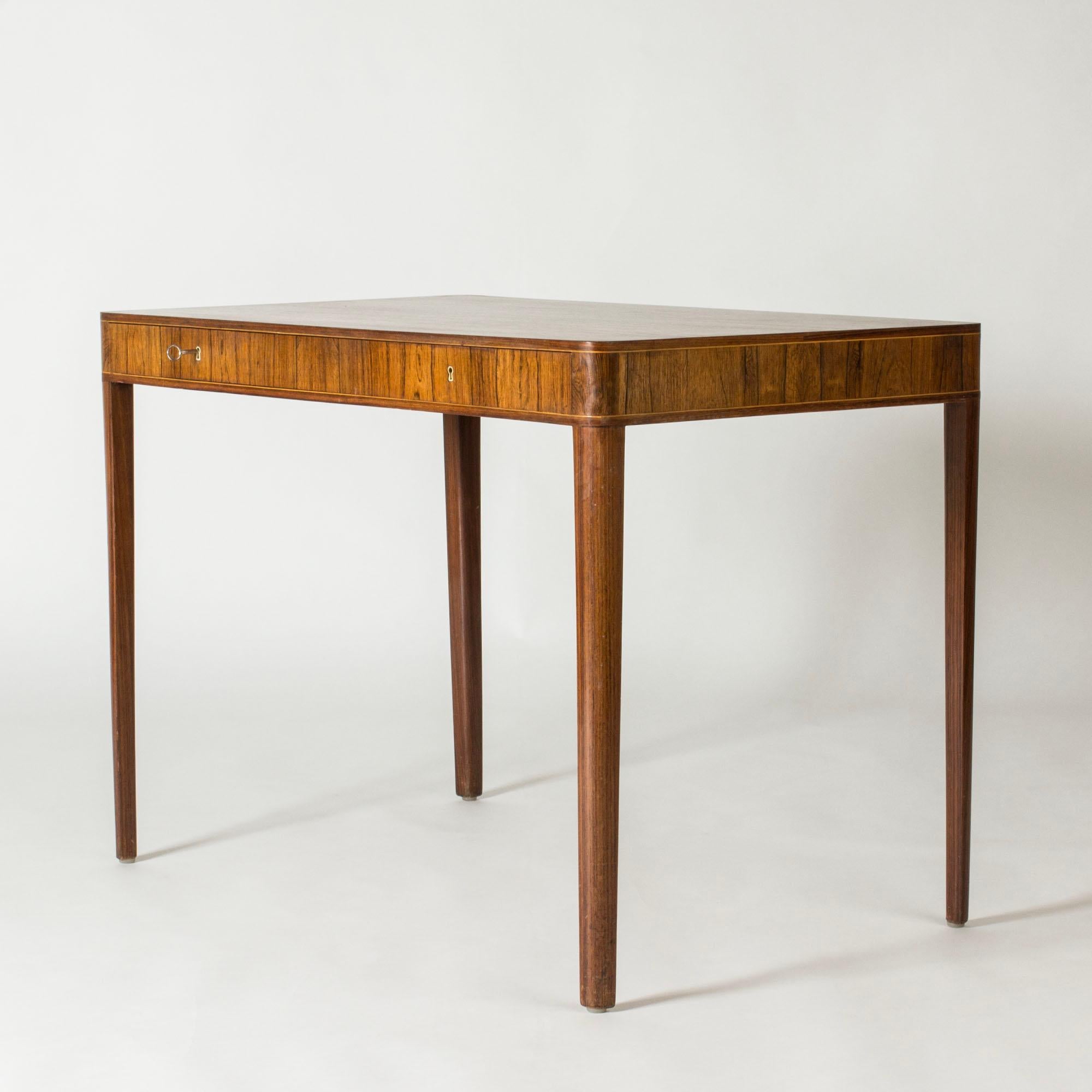 Rosewood Swedish Modern Desk by Master Carpenter Hjalmar Jackson, Sweden, 1938 For Sale