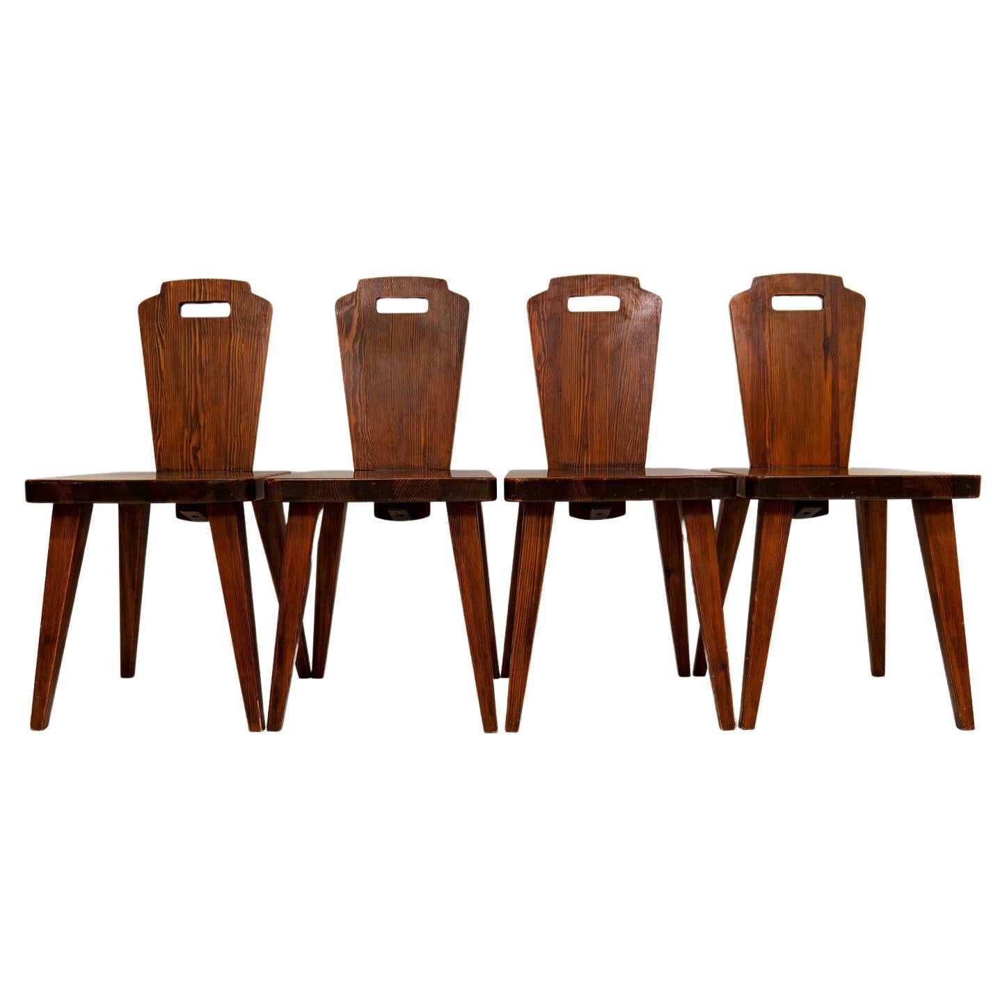 Swedish Modern Dining Chairs in Pine Attributed to Bo Fjaestad, 1940s For Sale