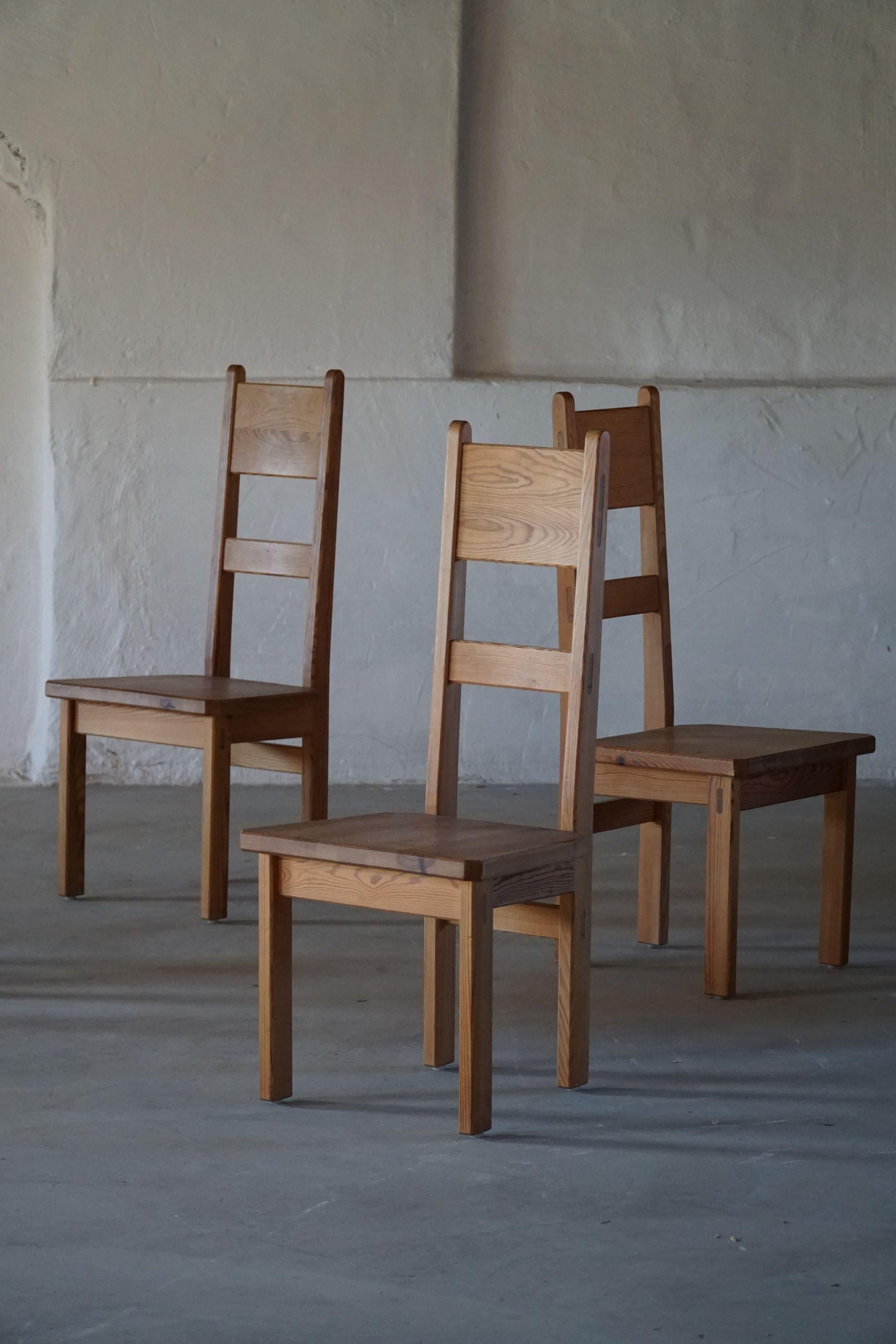 Swedish Modern Dining Chairs in Solid Pine by Roland Wilhelmsson, Set of 6, 1960 8