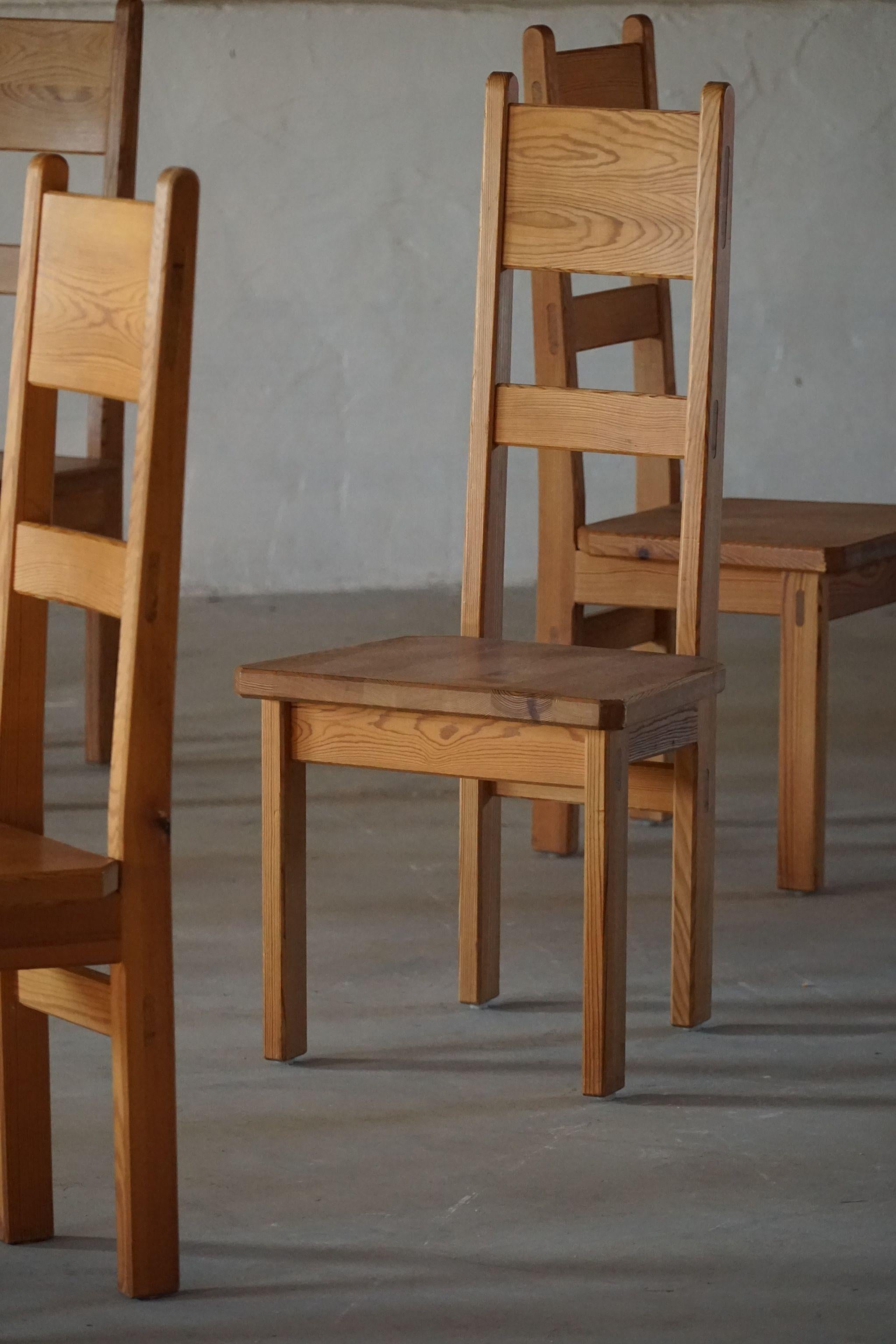 Swedish Modern Dining Chairs in Solid Pine by Roland Wilhelmsson, Set of 6, 1960 10
