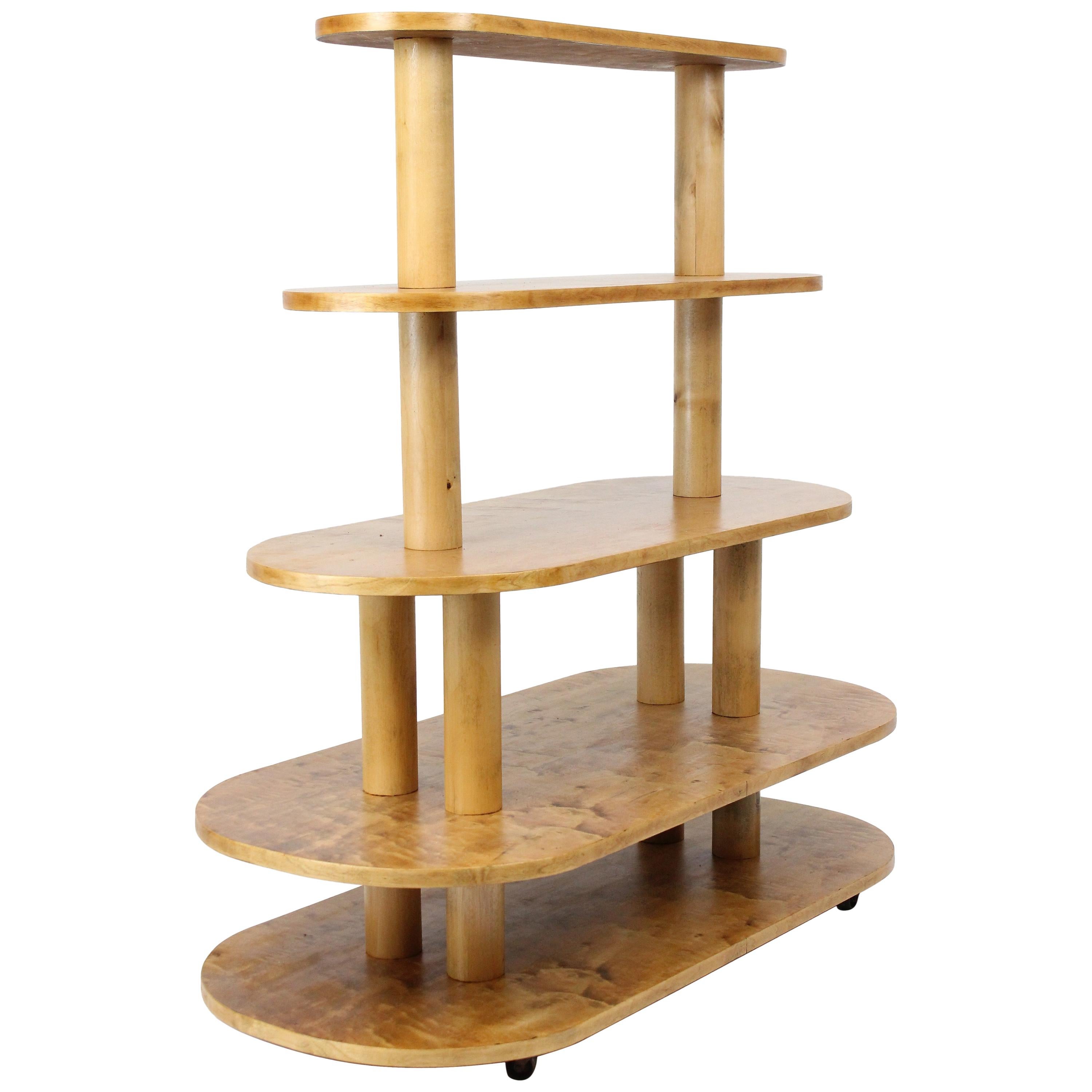 Swedish Modern Display Shelf or Étagère in Golden Birch, 1920s-1930s