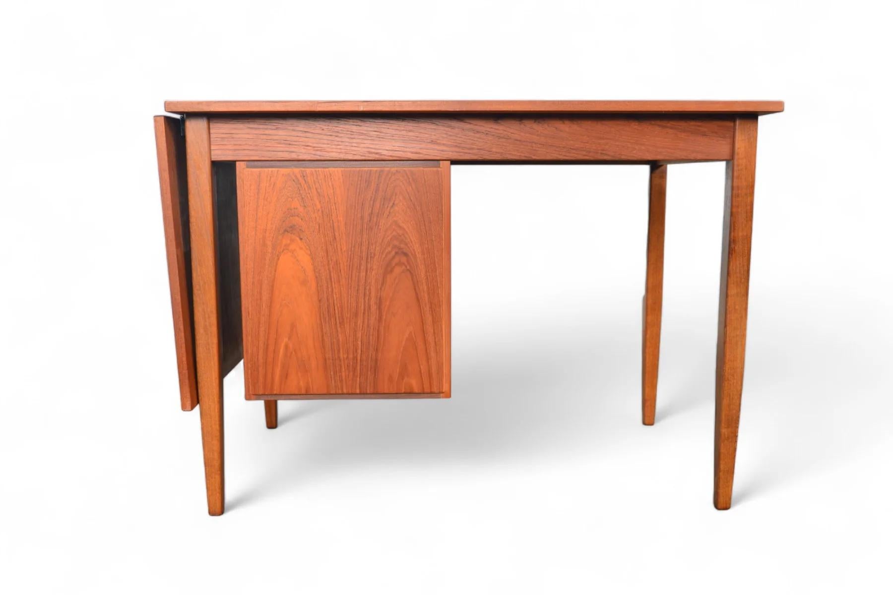 Swedish Modern Drop Leaf Desk With Movable Case In Teak + Beech For Sale 6