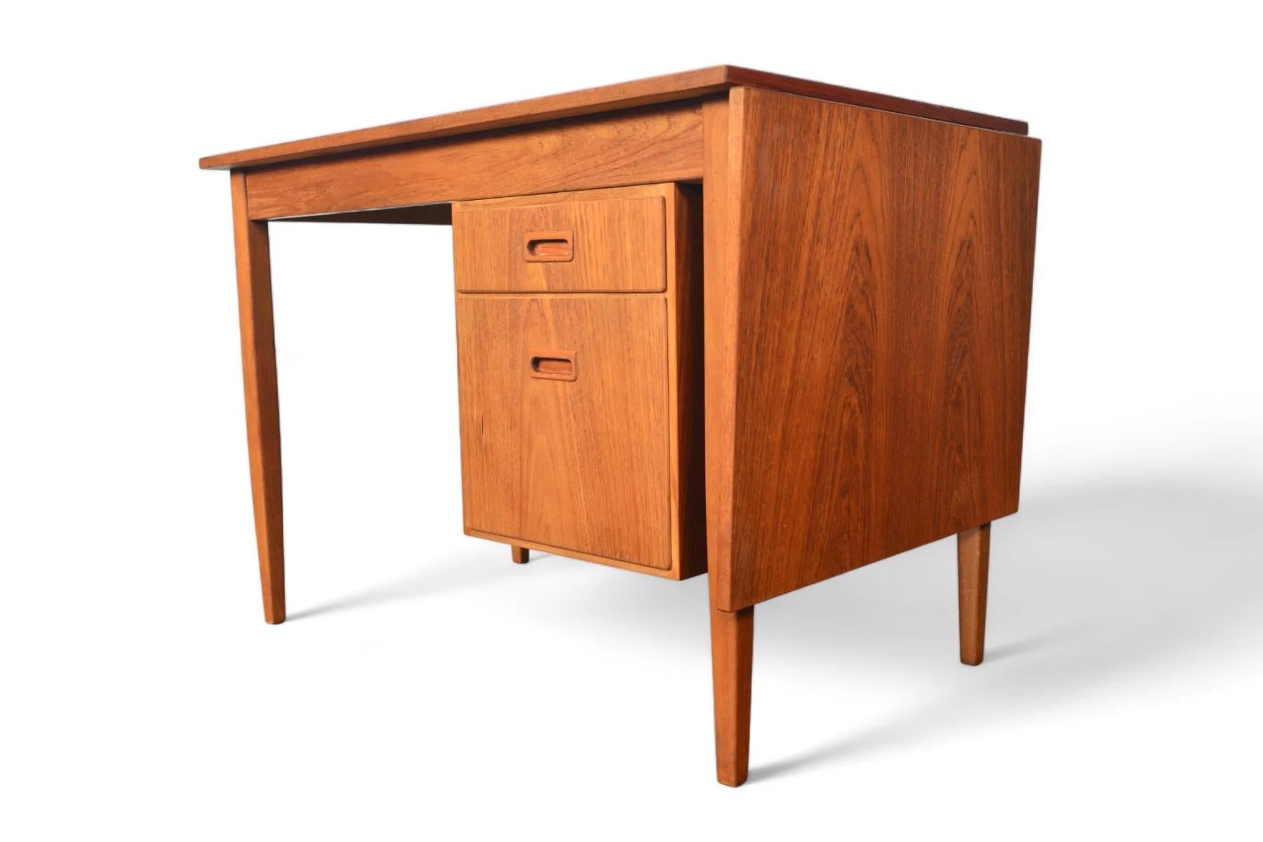 Swedish Modern Drop Leaf Desk With Movable Case In Teak + Beech For Sale 4