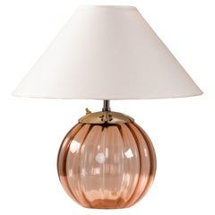 Swedish Modern Dusty Pink Glass Table Lamp, 1940s