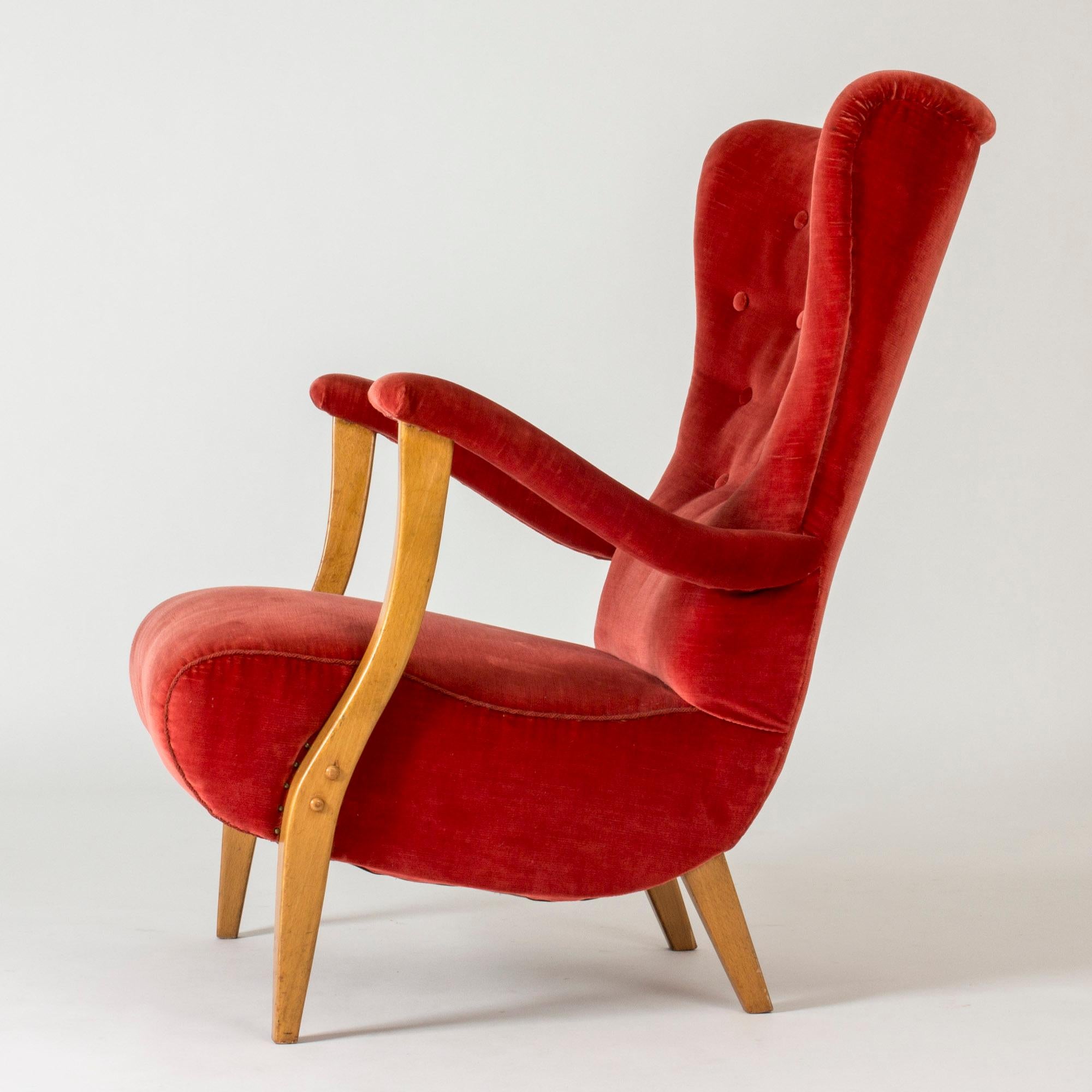 coral velvet chair