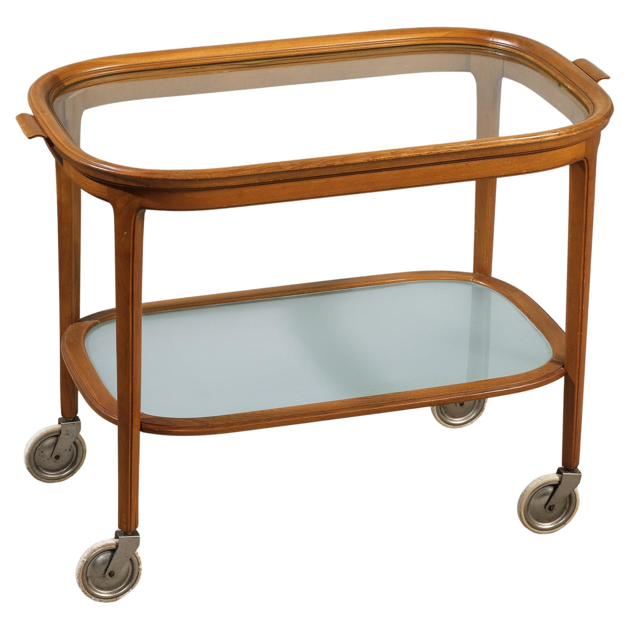 Schwedische Modern Ulme Servierwagen mit Tablett, 1940er Jahre