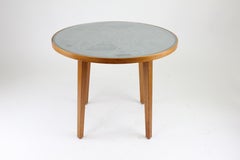 Swedish Modern Engraved Glass Top Table, 1940s