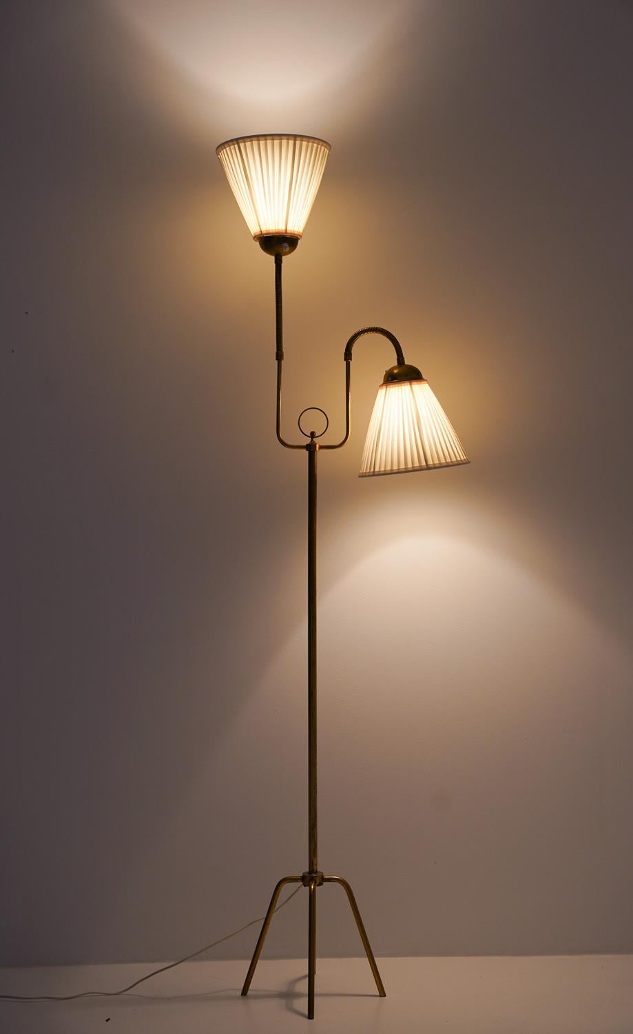 Brass Swedish Modern Floor Lamp, 1940s
