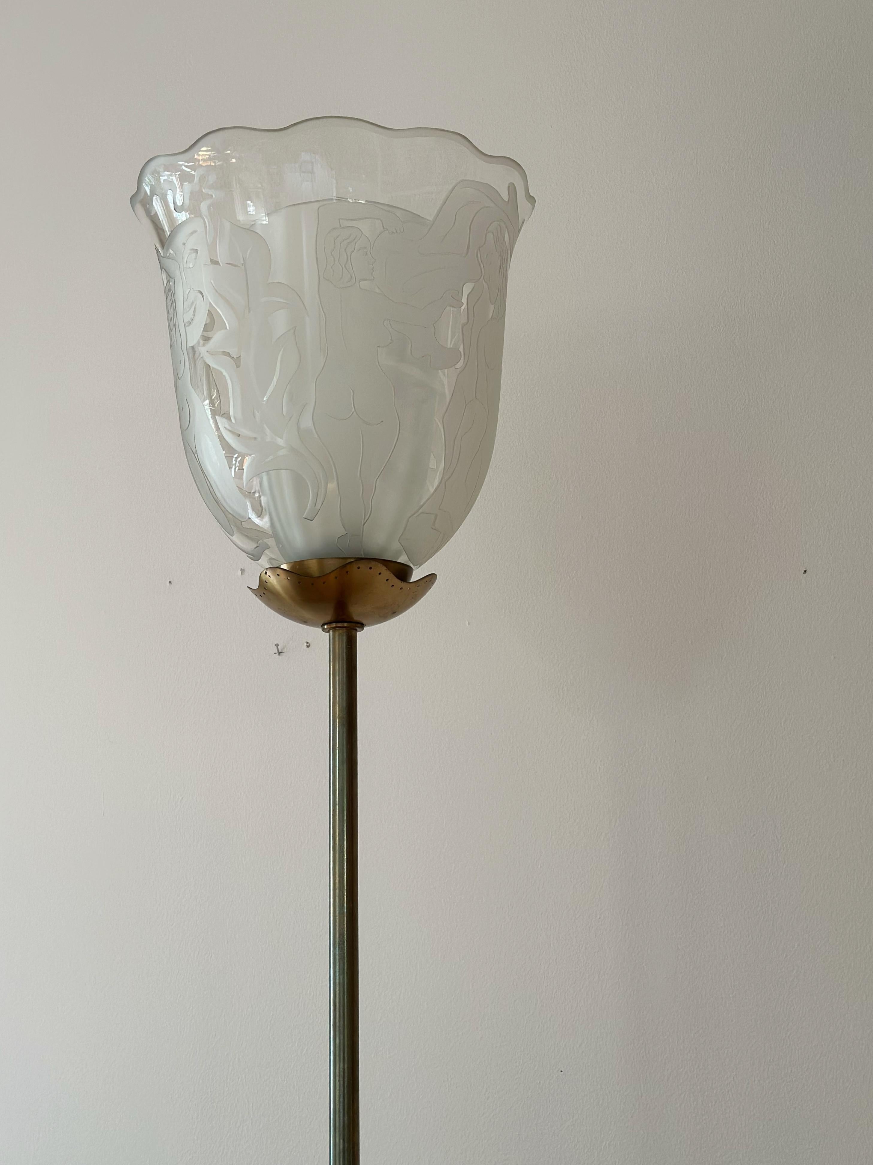 Swedish Modern Floor Lamp by Bo Notini for Glössner. 1930s. For Sale 4