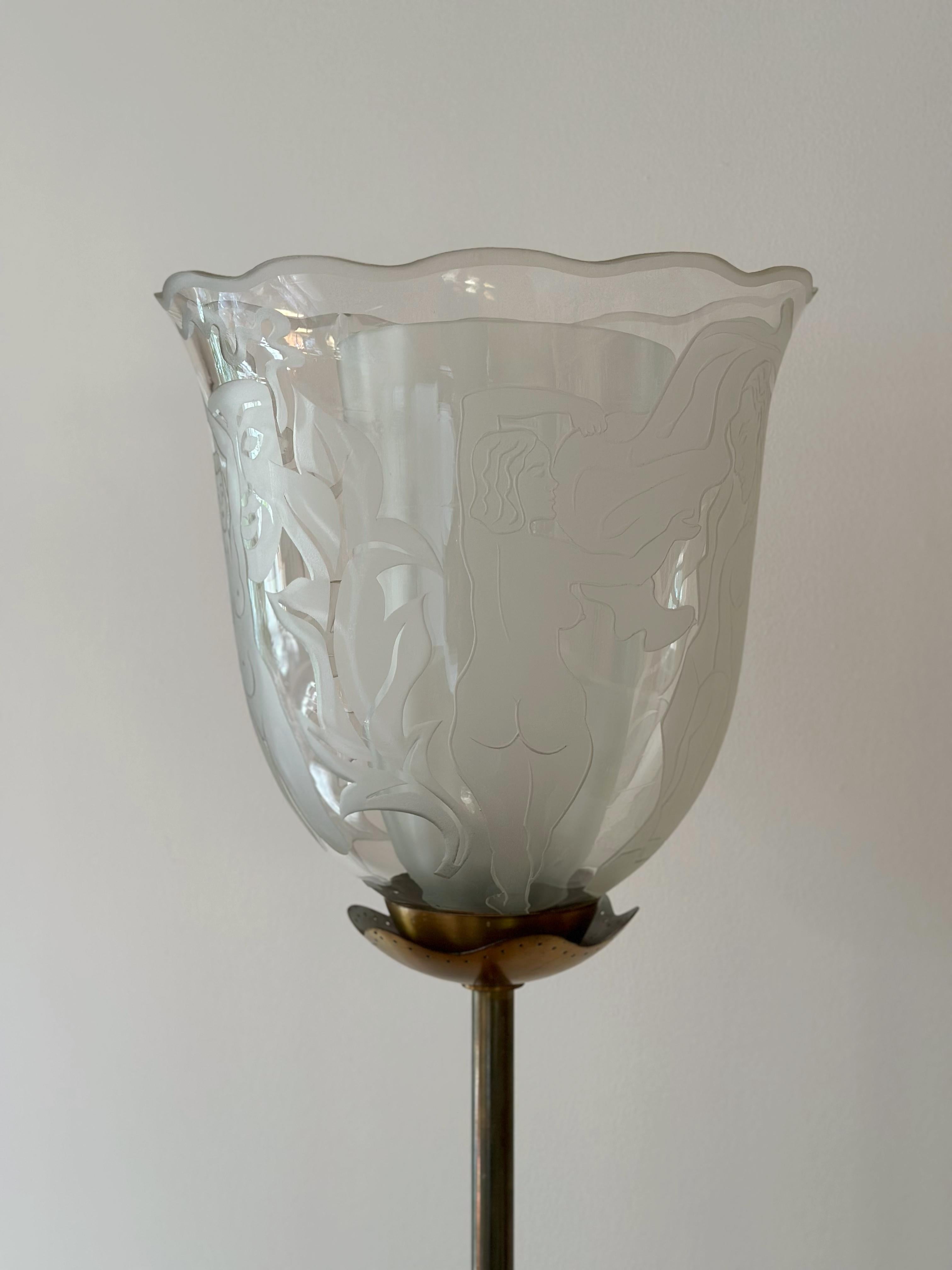 Swedish Modern Floor Lamp by Bo Notini for Glössner. 1930s. For Sale 8