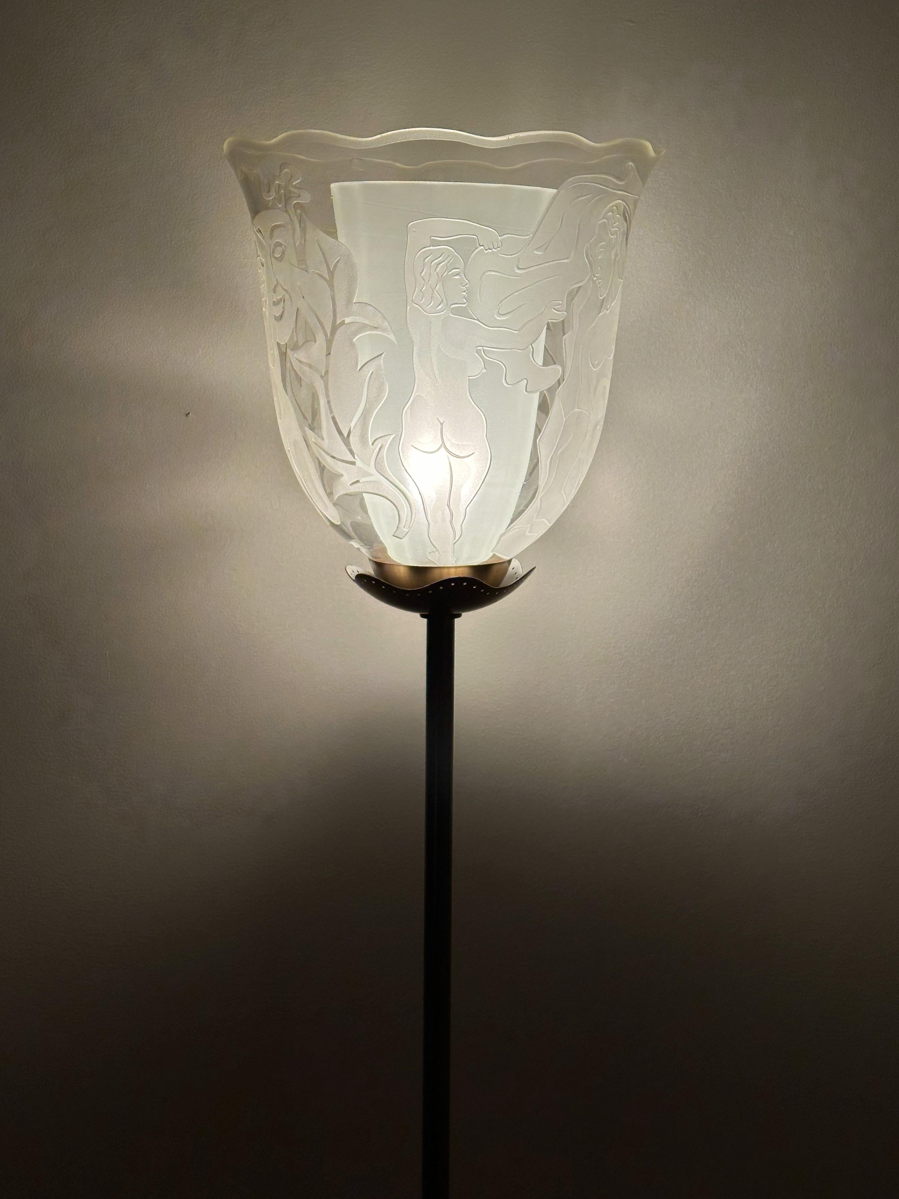 Brass Swedish Modern Floor Lamp by Bo Notini for Glössner. 1930s. For Sale