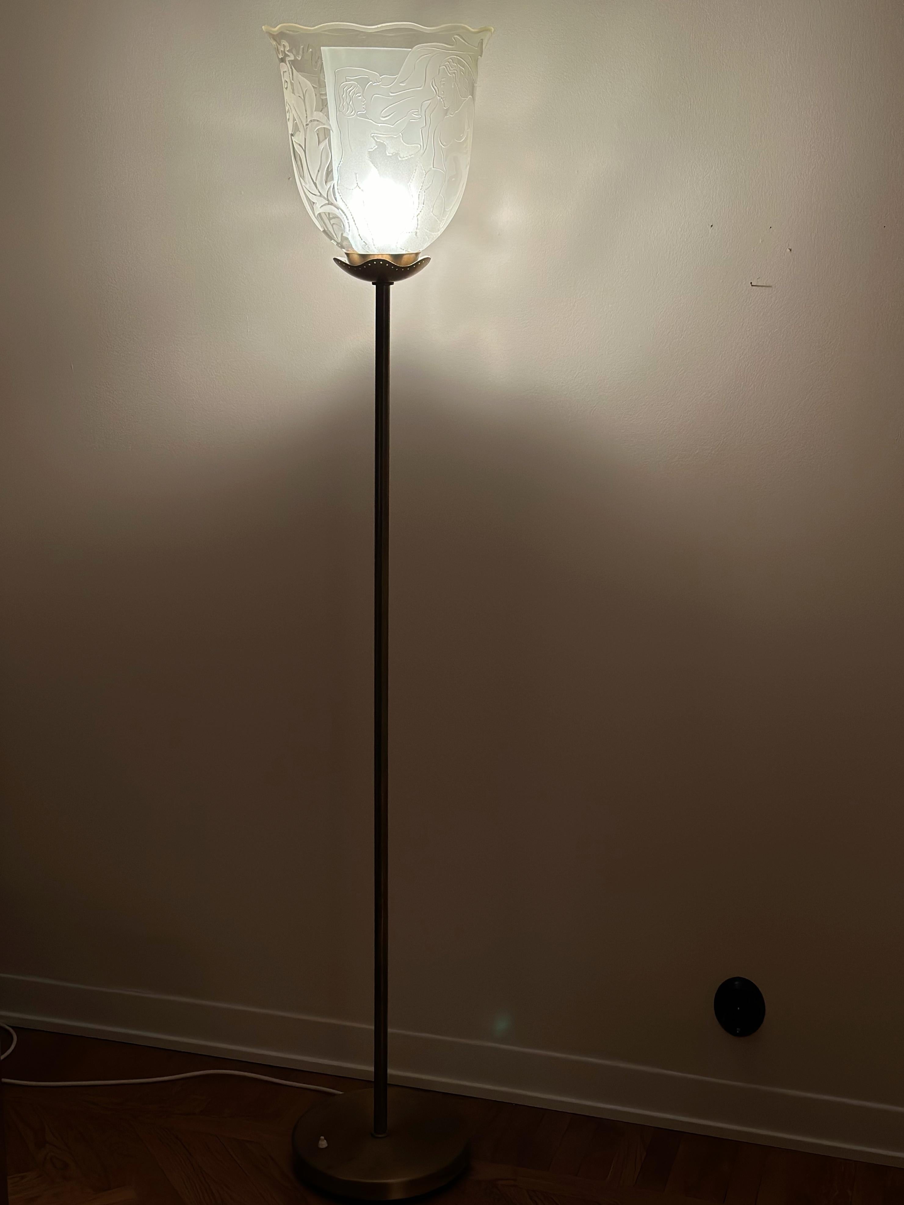 Swedish Modern Floor Lamp by Bo Notini for Glössner. 1930s. For Sale 2