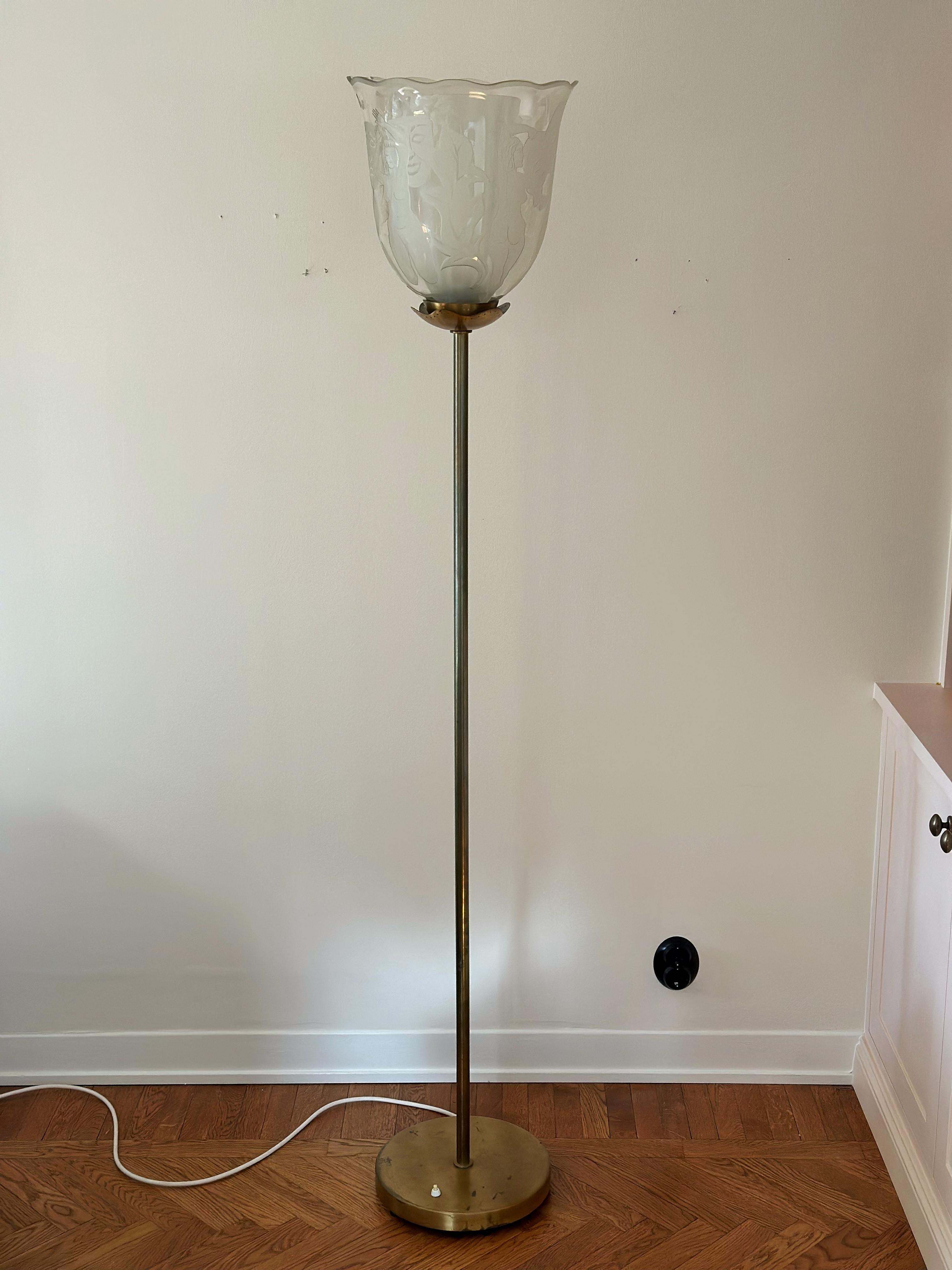 Swedish Modern Floor Lamp by Bo Notini for Glössner. 1930s. For Sale 3