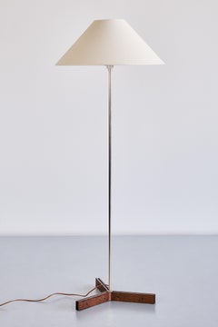 Swedish Modern Floor Lamp by Nybro Armaturfabrik in Wengé & Steel, Sweden, 1970s
