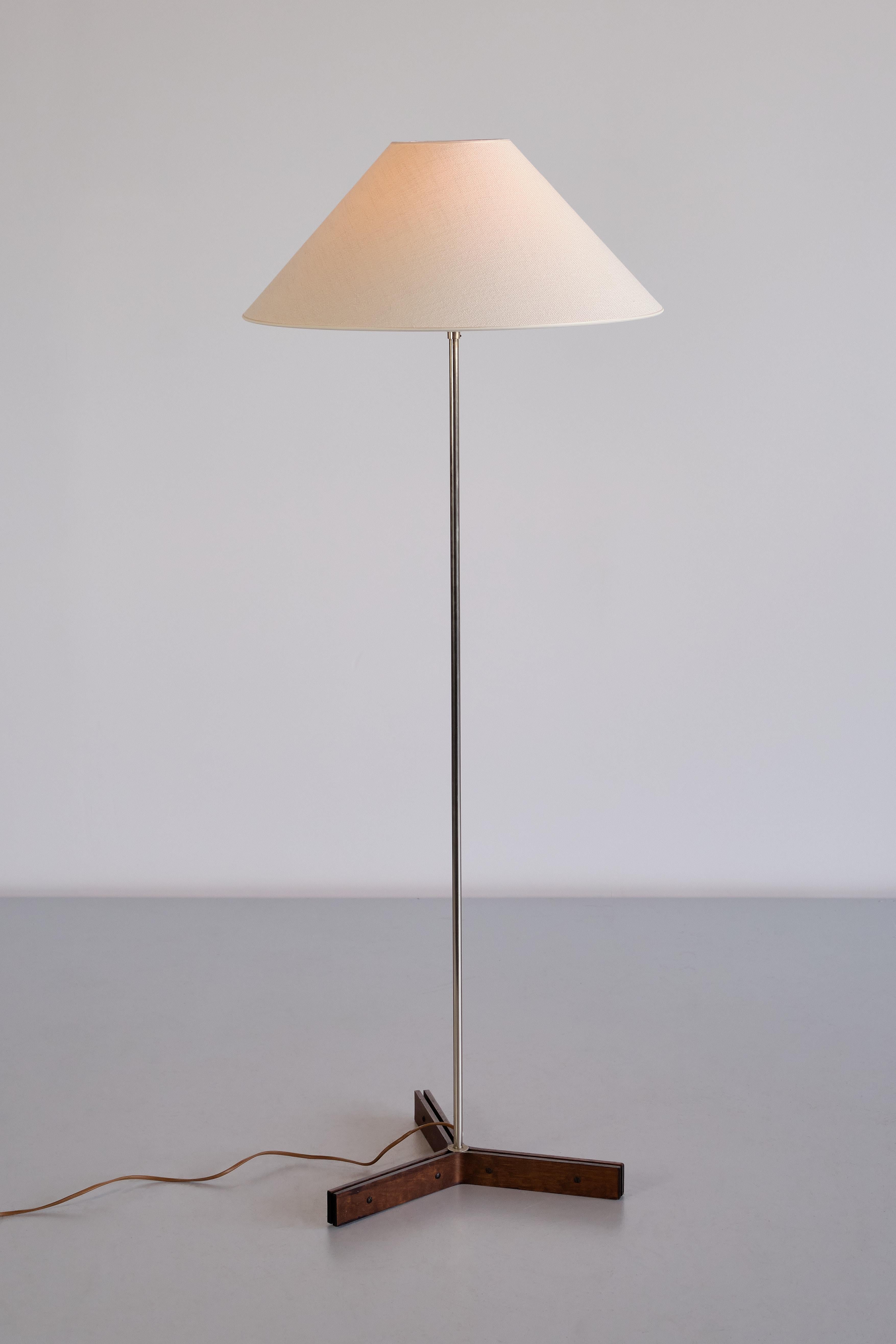 Scandinavian Modern Swedish Modern Floor Lamp by Nybro Armaturfabrik in Wengé & Steel, Sweden, 1970s
