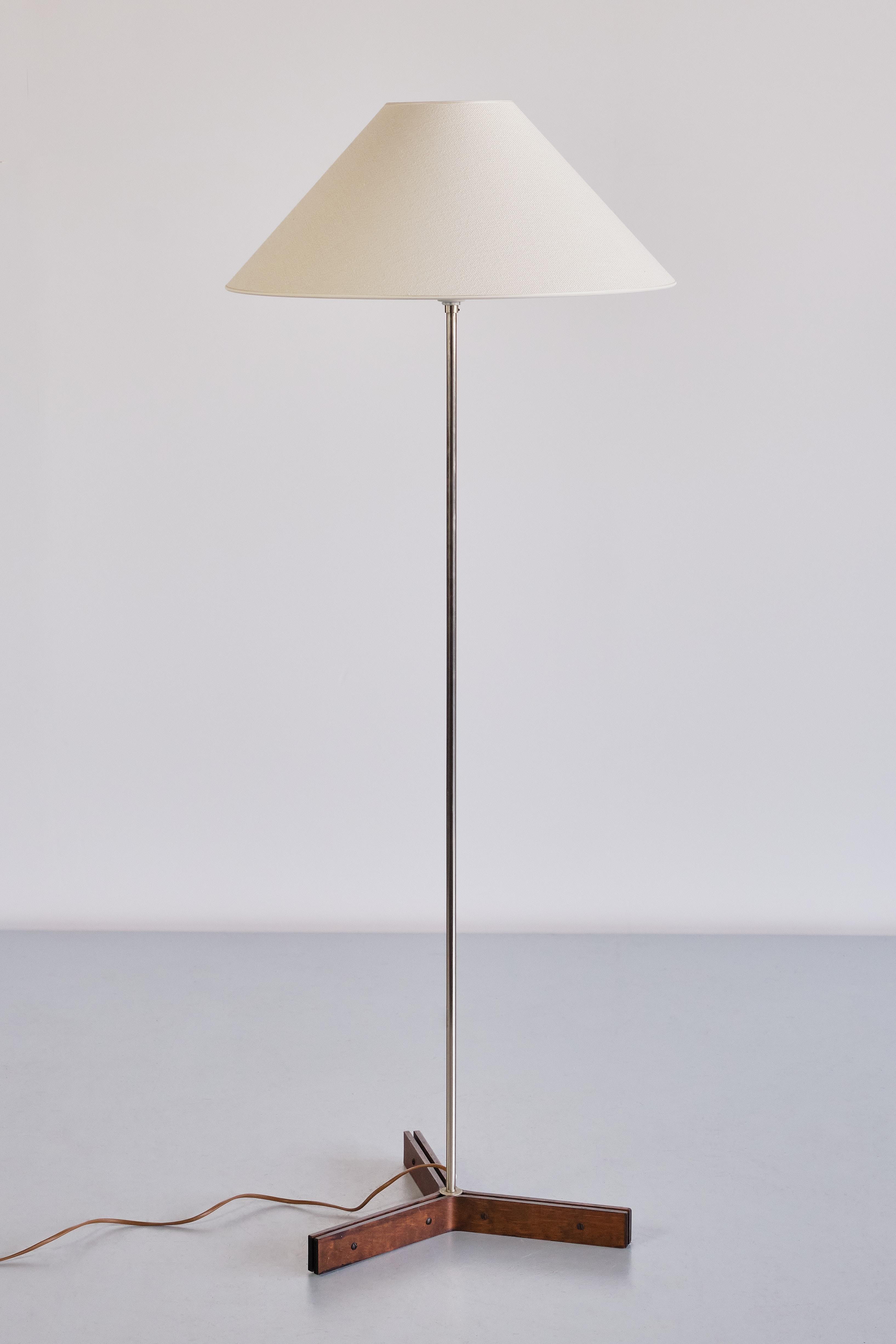 Swedish Modern Floor Lamp by Nybro Armaturfabrik in Wengé & Steel, Sweden, 1970s 1