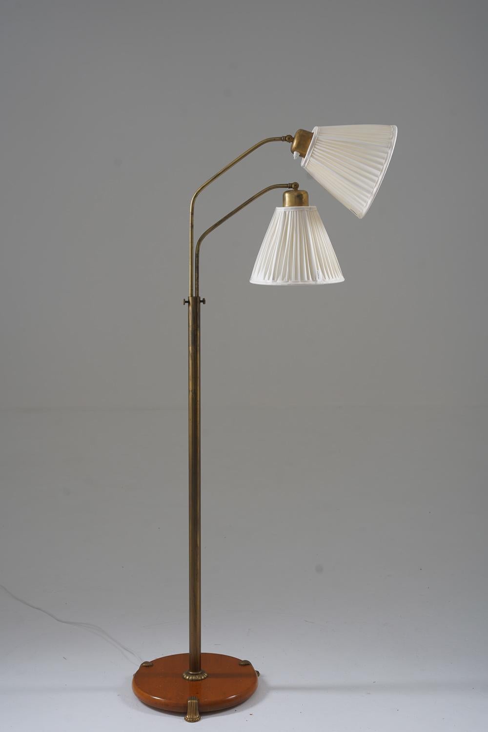 Mid-Century Modern Swedish Modern Floor Lamp in Brass, 1940s