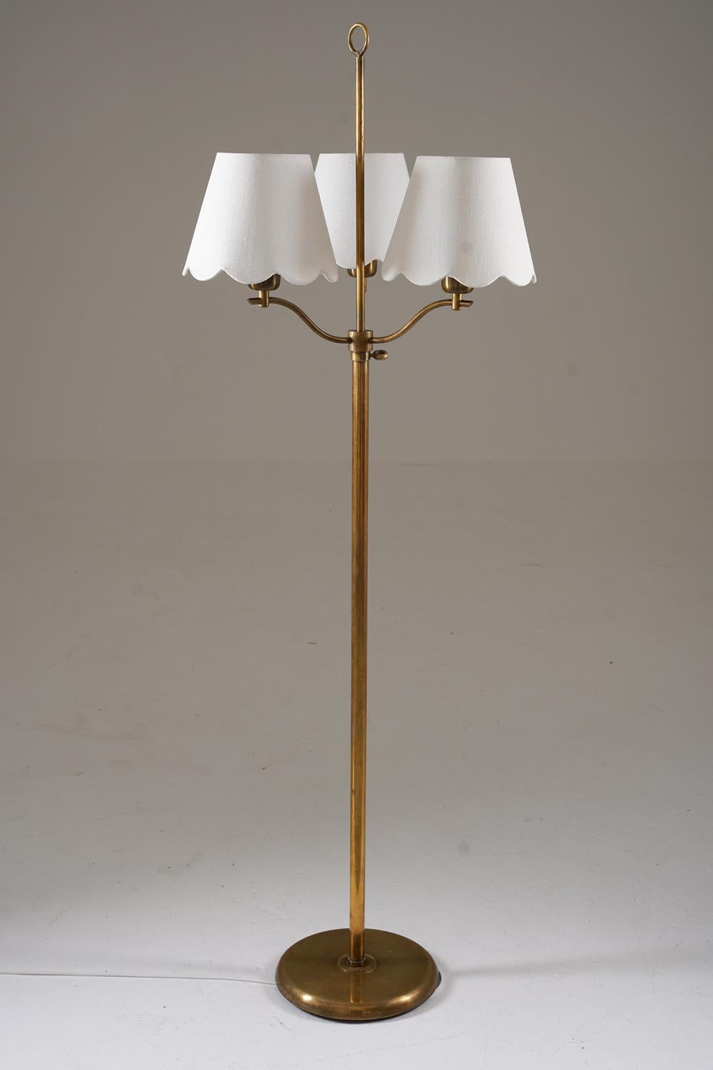 Mid-Century Modern Swedish Modern Floor Lamp in Brass, 1940s For Sale