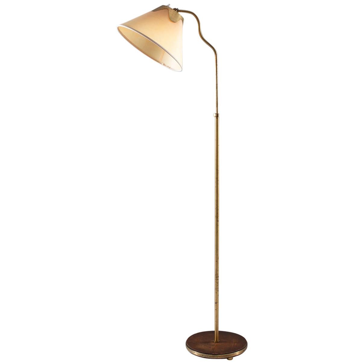 Swedish Modern Floor Lamp in Brass, 1940s