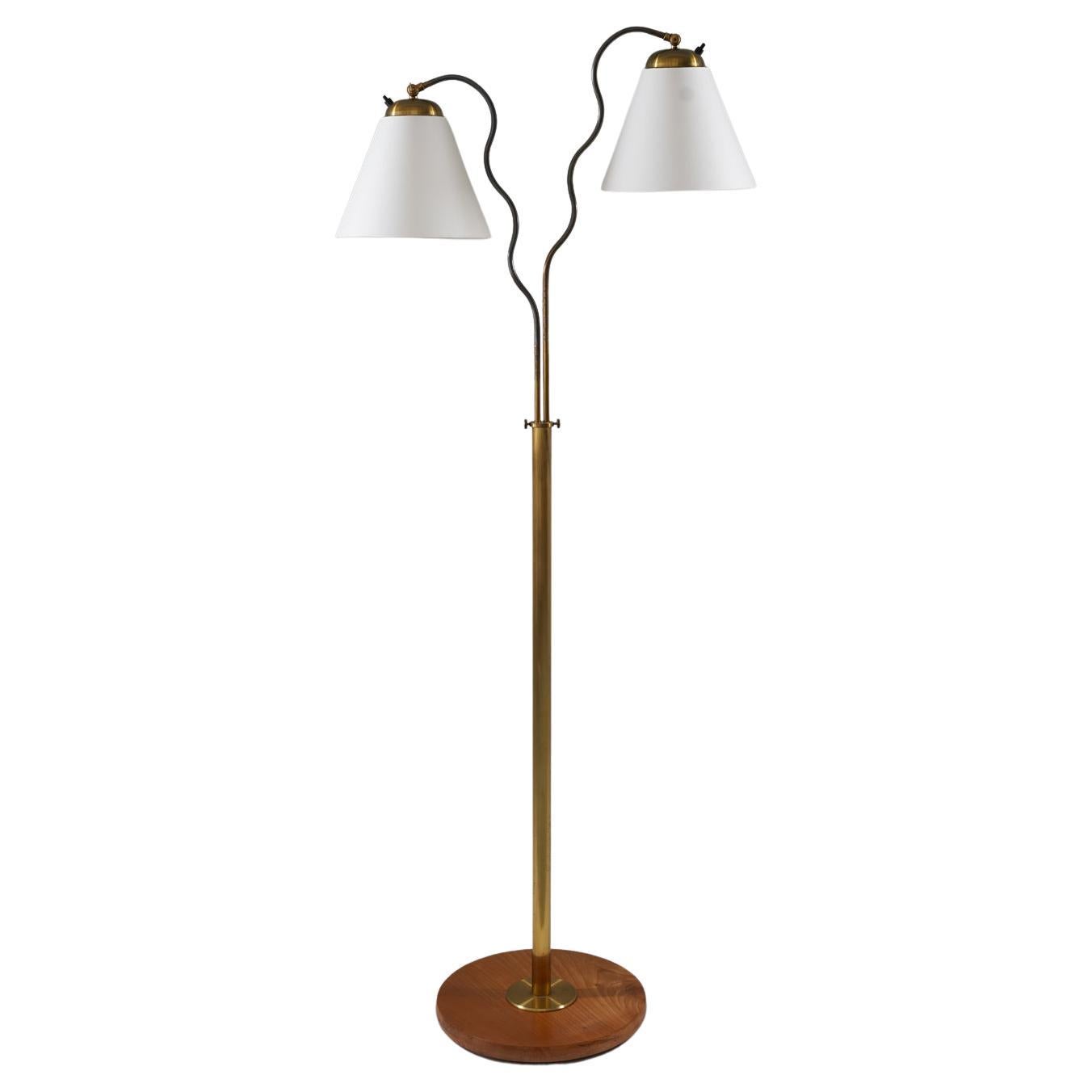 Swedish Modern Floor Lamp in Brass, 1940s