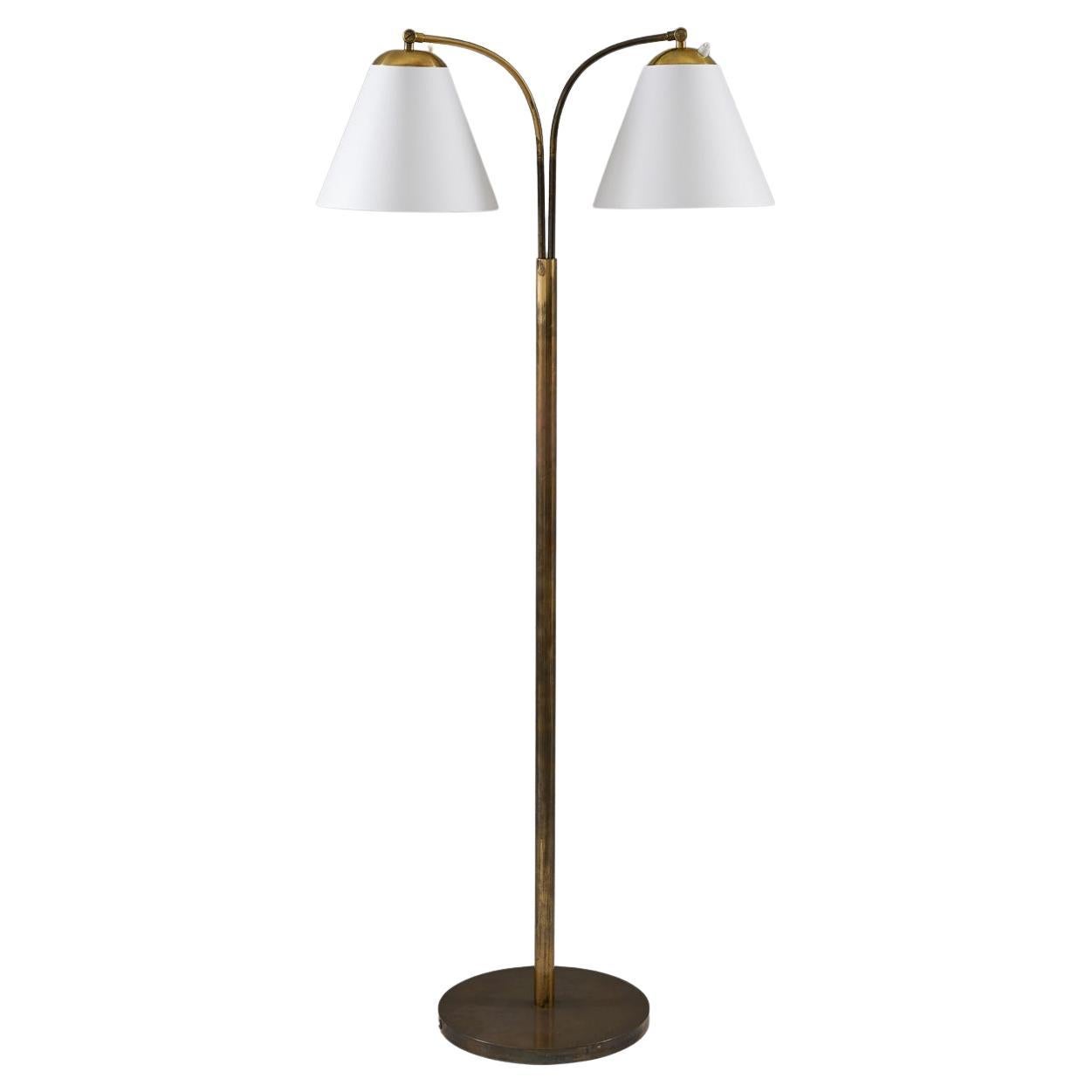 Swedish Modern Floor Lamp in Brass, 1940s For Sale