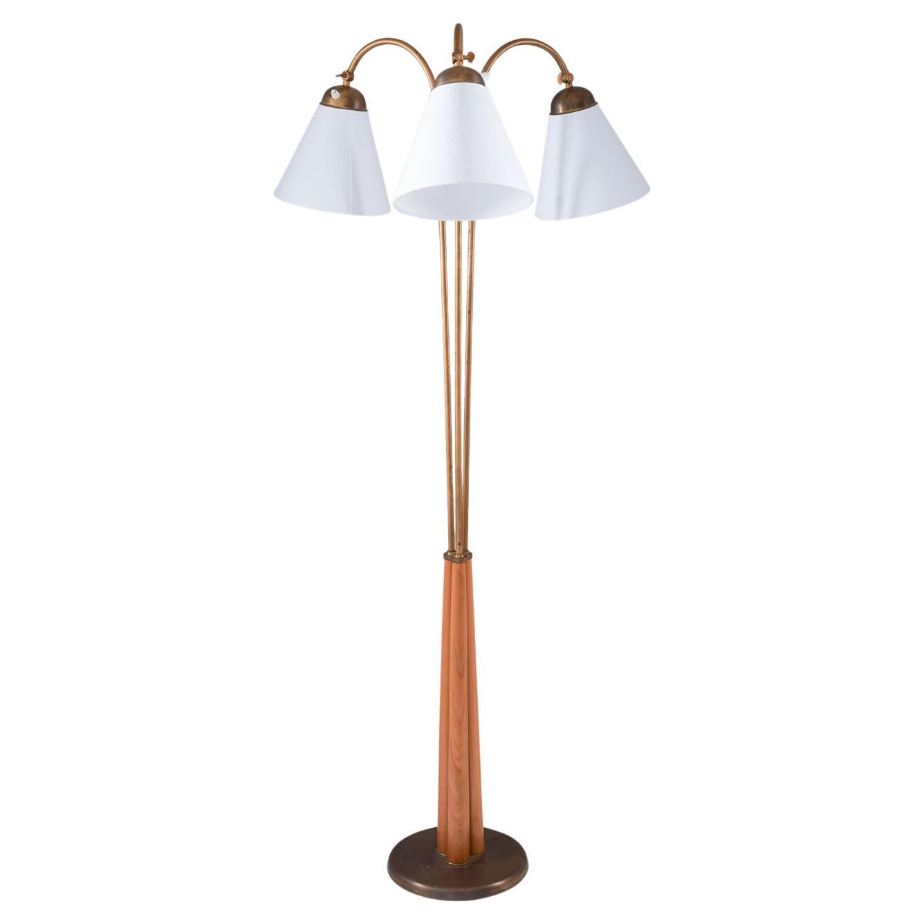 Swedish Modern Floor Lamp in Brass, 1940s For Sale