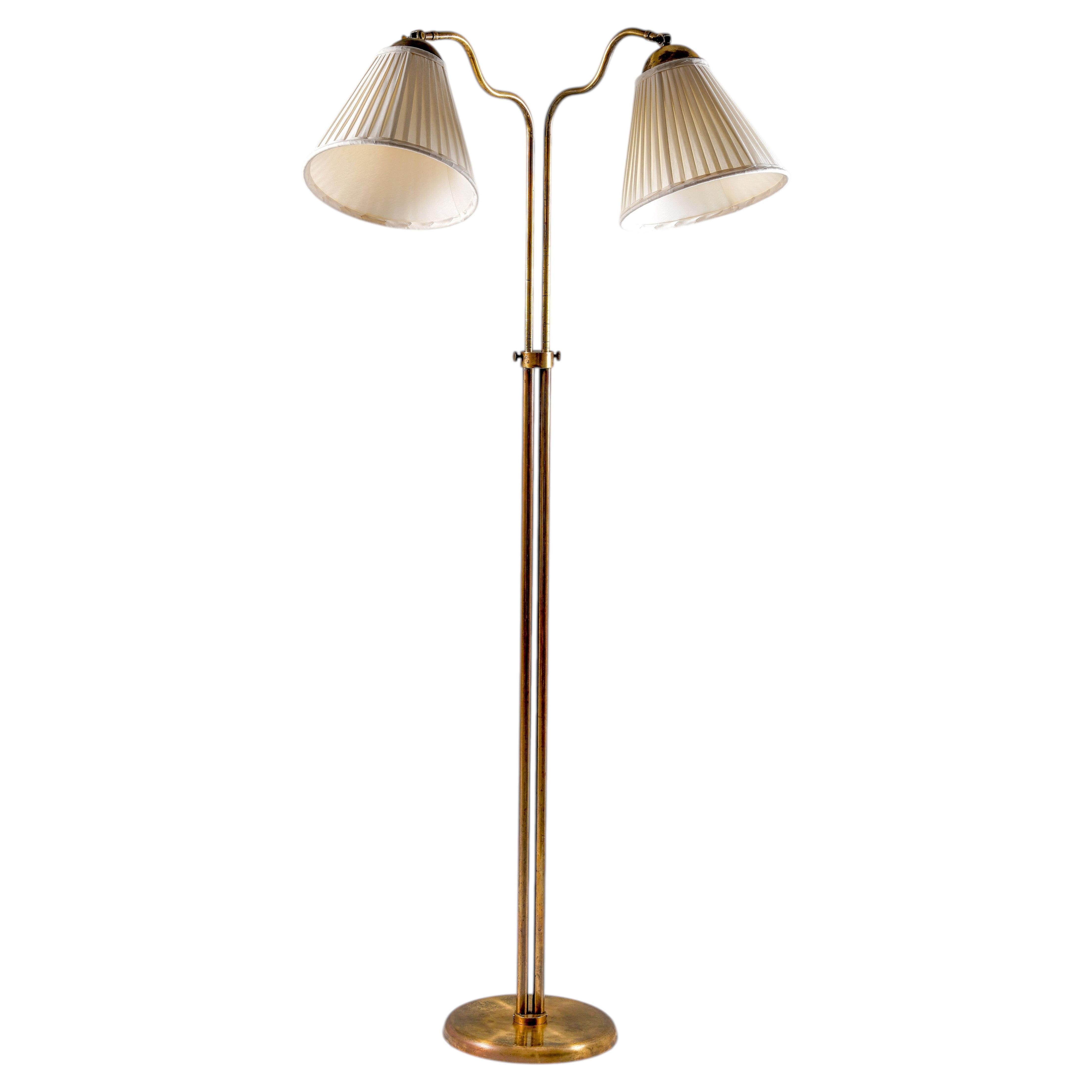 Swedish Modern Floor Lamp in Brass, 1940s.
