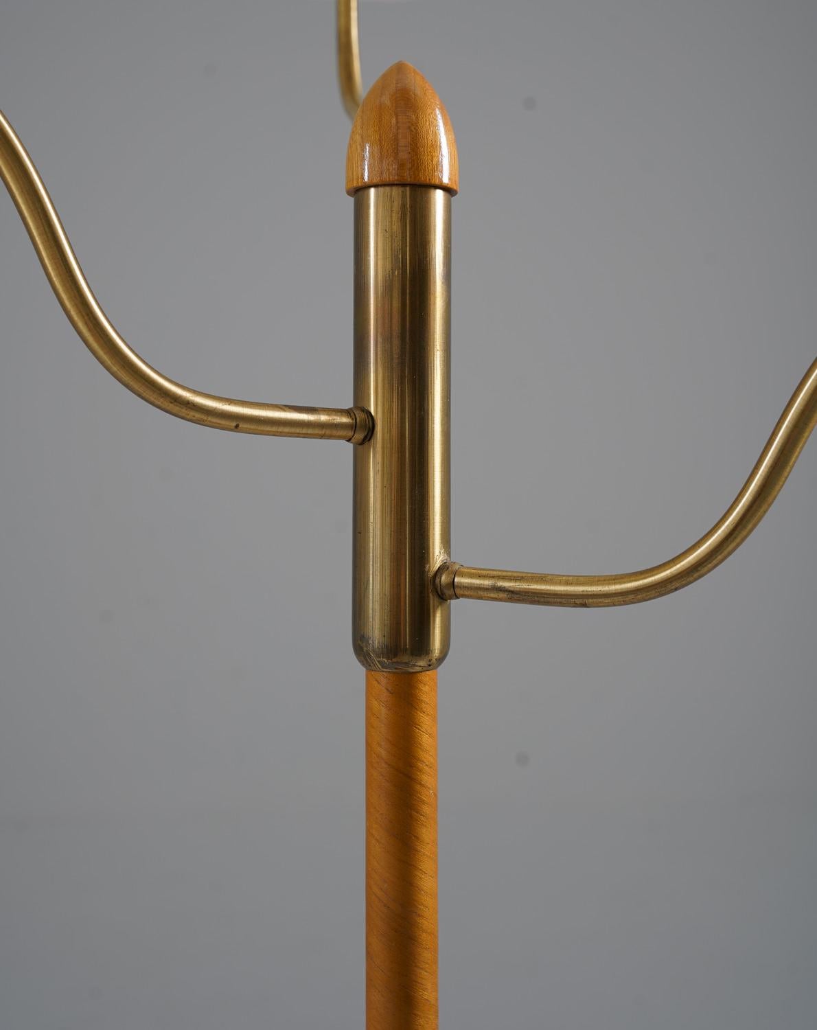 20th Century Swedish Modern Floor Lamp in Brass and Leather