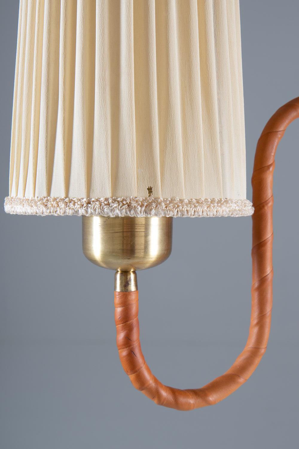 Swedish Modern Floor Lamp in Brass and Leather 1