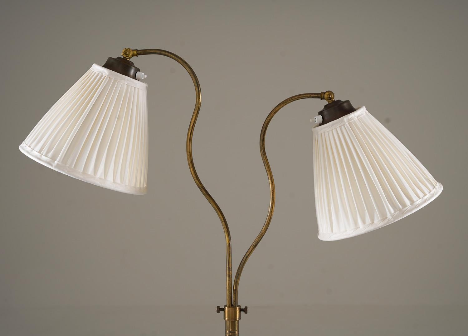 Mid-Century Modern Swedish Modern Floor Lamp in Brass, by Corona, 1940s For Sale
