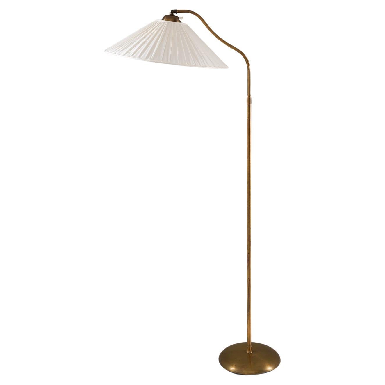 Swedish Modern Floor Lamp in Brass For Sale
