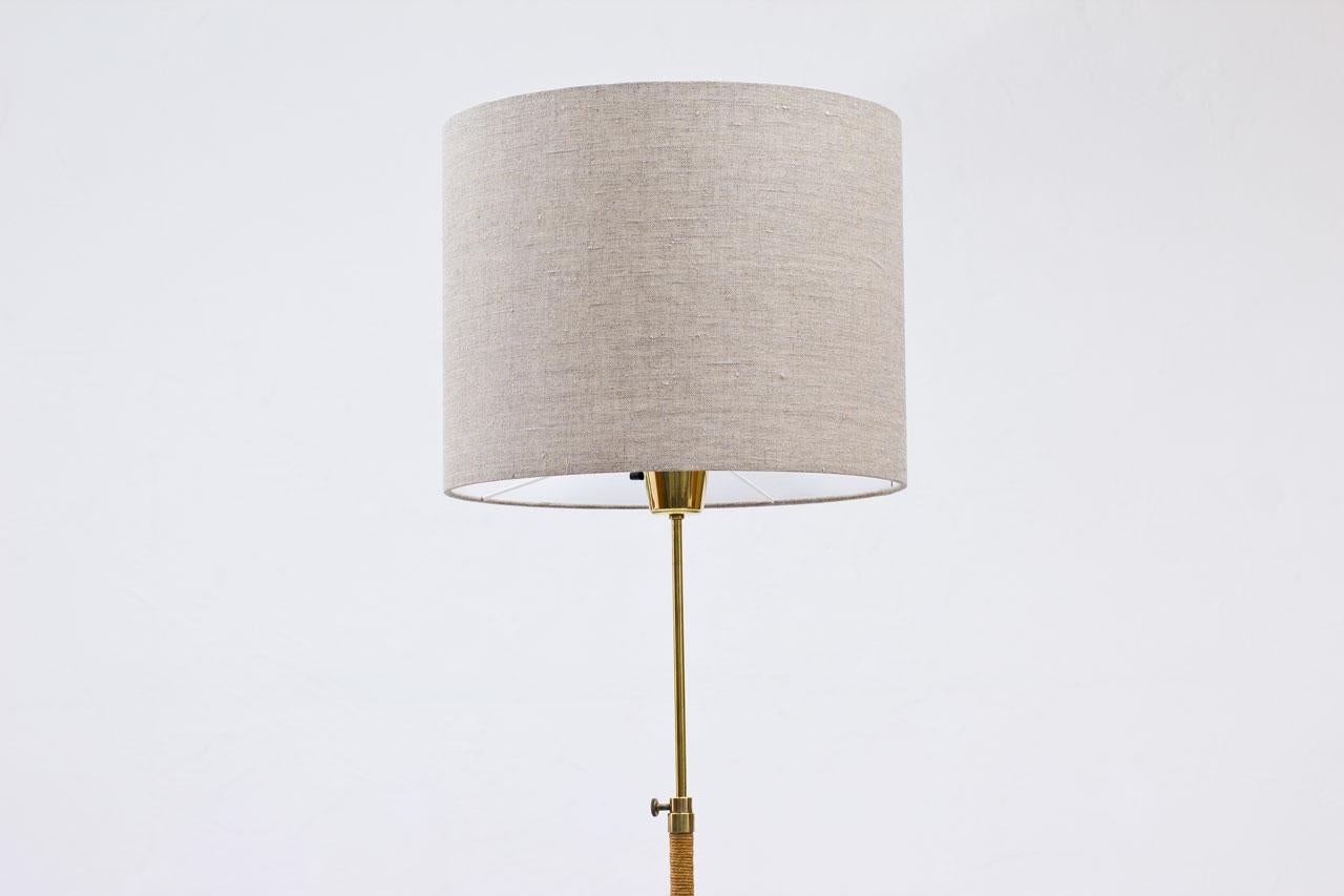 Swedish Modern Floor Lamp in Brass, Rope & Fabric, 1940s In Good Condition In Stockholm, SE