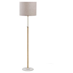 Swedish Modern Floor Lamp in Brass, Rope & Fabric, 1940s