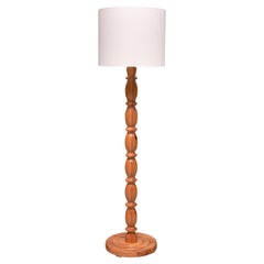 Swedish Modern Floor Lamp in Carved Solid Pine Wood, 1960s