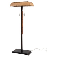 Swedish Modern floor lamp, Mjölby Intarsia, Adjustable Height, Sweden, 1930s