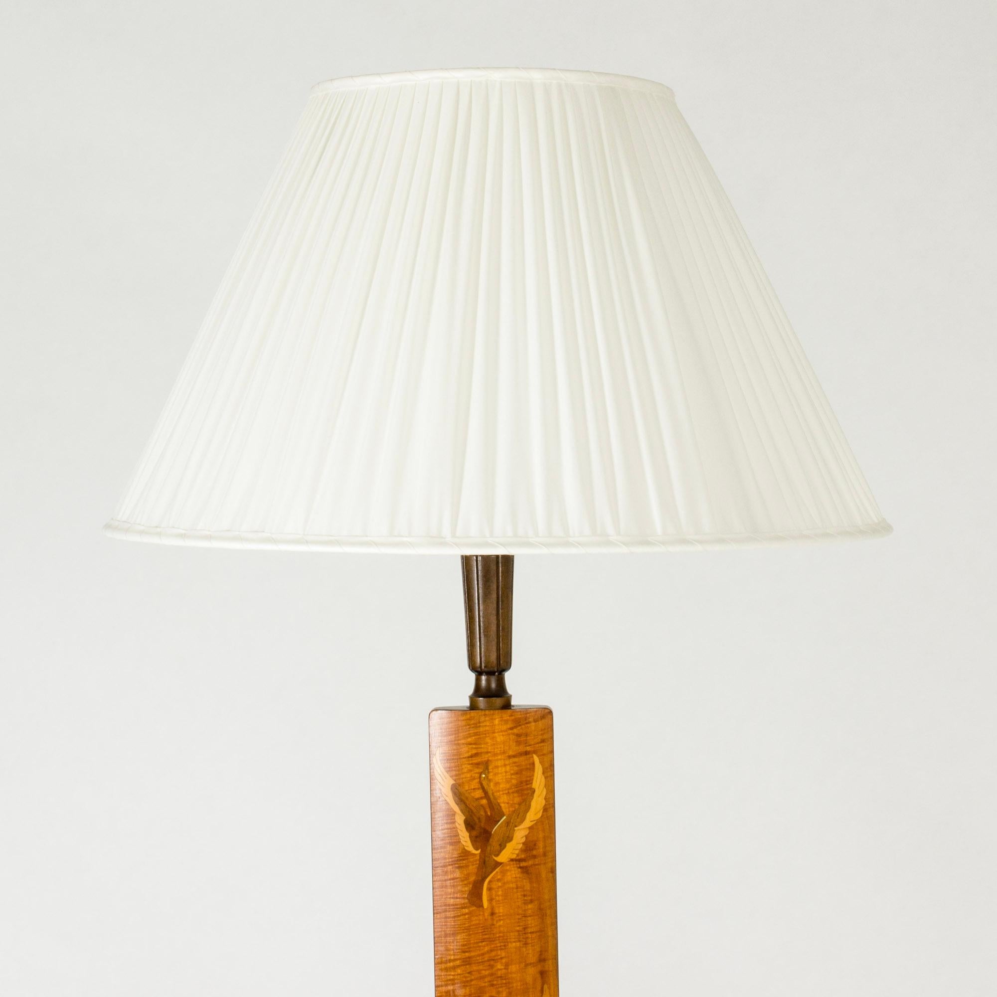 Scandinavian Modern Swedish Modern floor lamp with inlays, Mjölby Intarsia, Sweden, 1930s For Sale