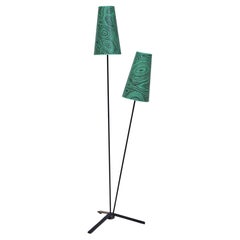 Swedish Modern Floor Lamp with Malachite Print Paper Shade by Fornasetti, 1950s