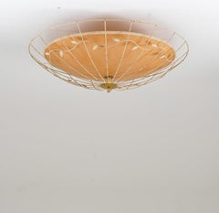 Swedish Modern Flush Mount in Metal and Parchment