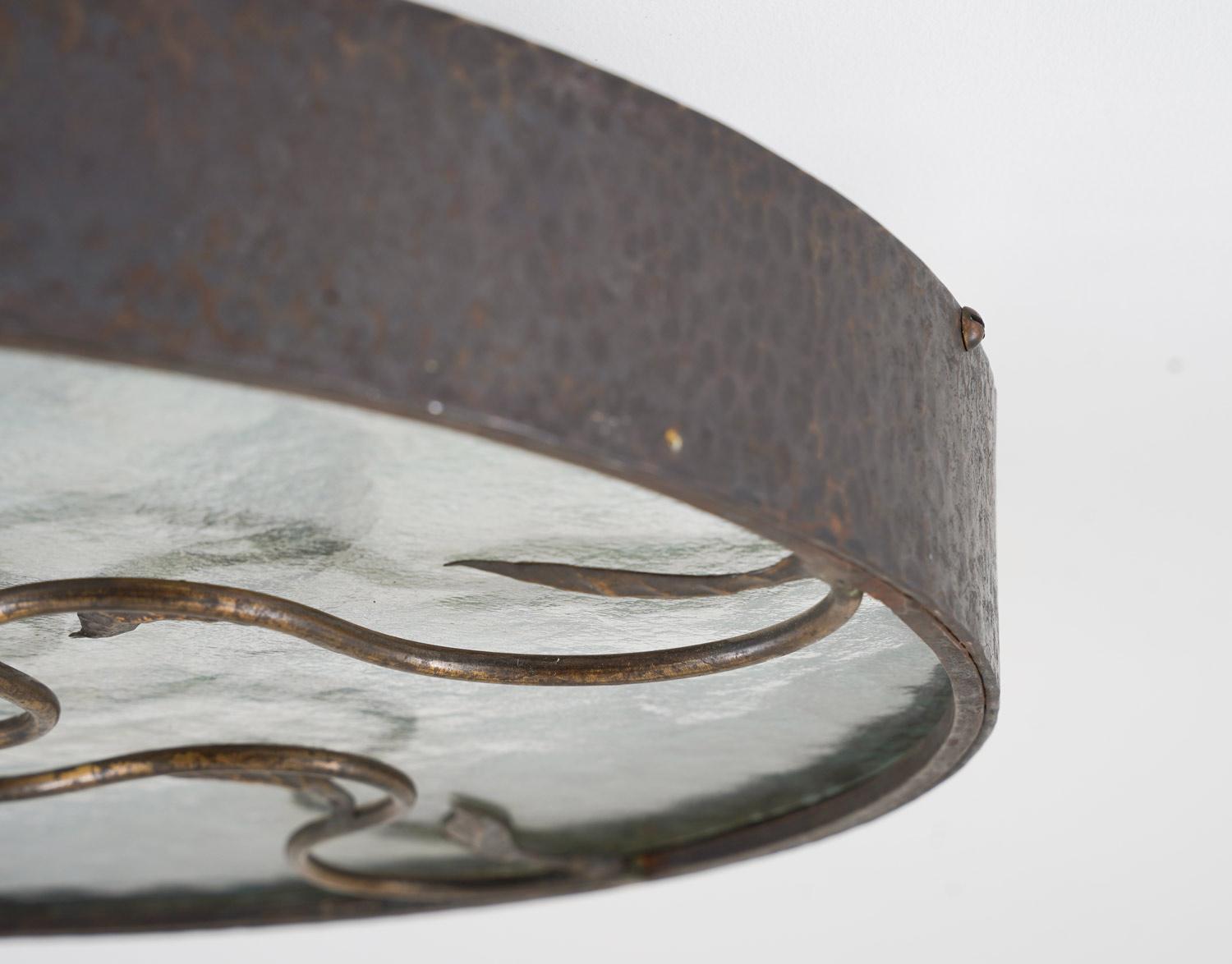 Swedish Modern Flush Mount in Metal Glass  For Sale 2