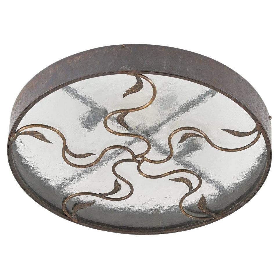 Swedish Modern Flush Mount in Metal Glass