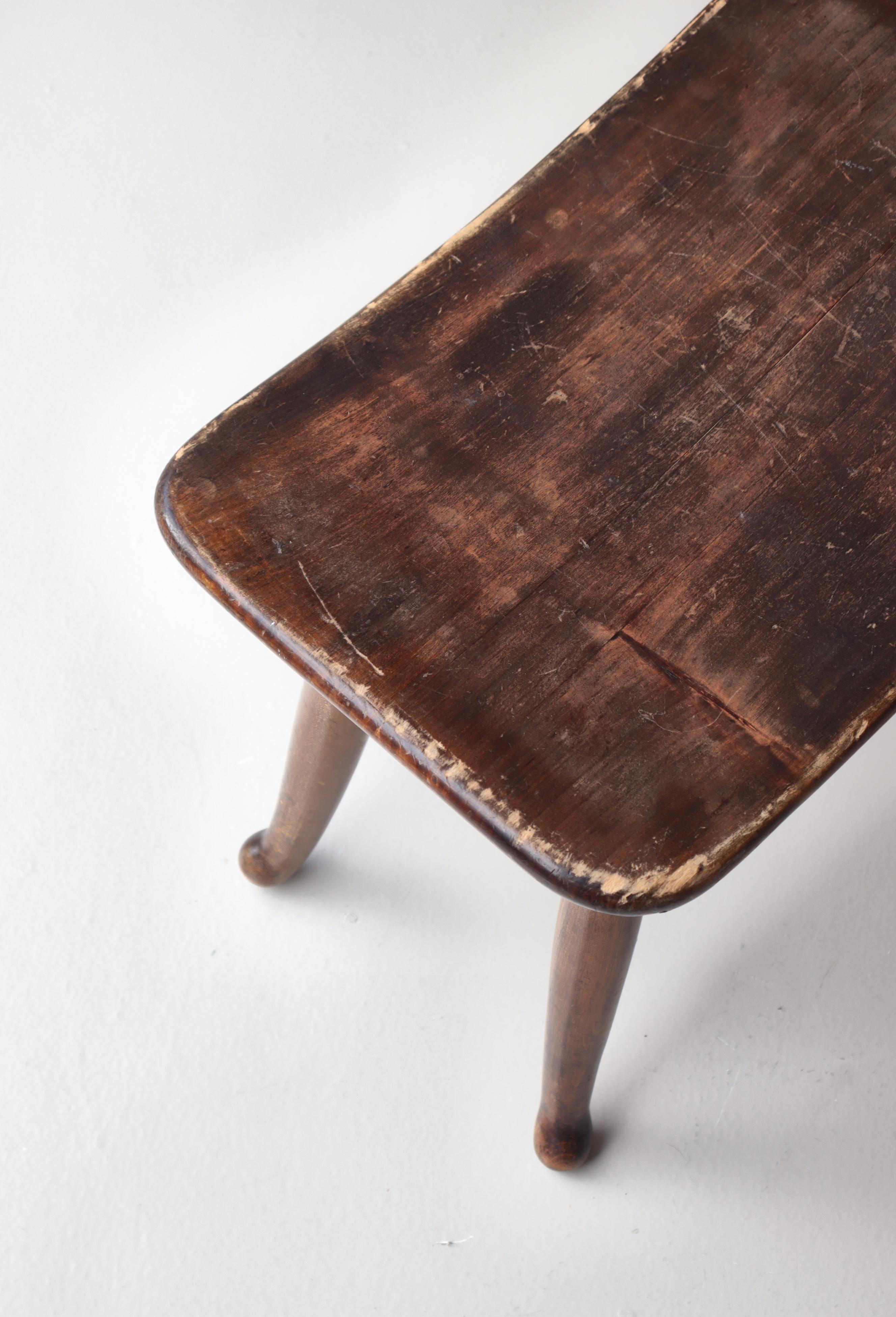 Swedish Modern Folk Art Stool Josef Frank Style Stained Beech 1930s In Fair Condition For Sale In Odense, DK