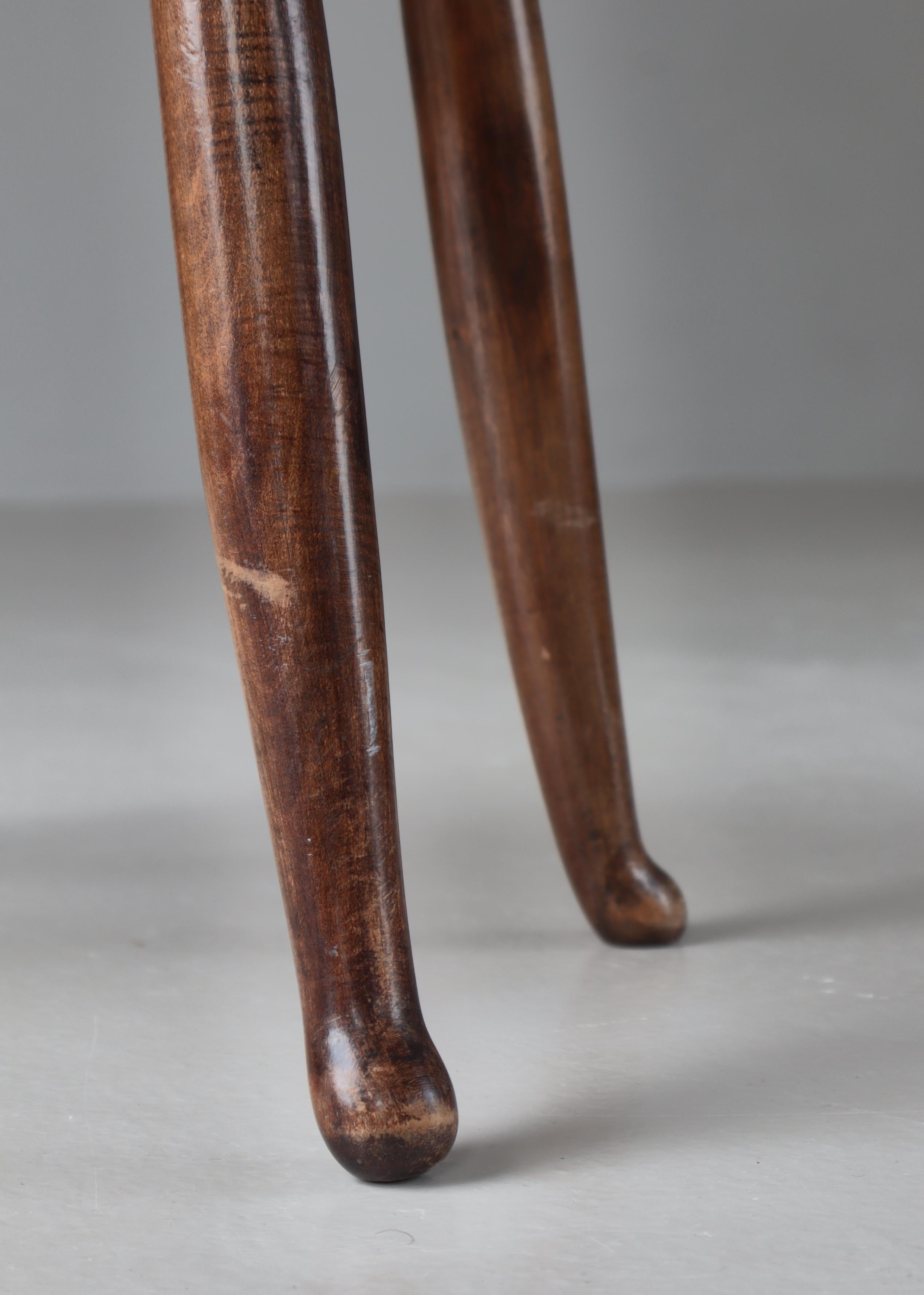 Swedish Modern Folk Art Stool Josef Frank Style Stained Beech 1930s For Sale 1