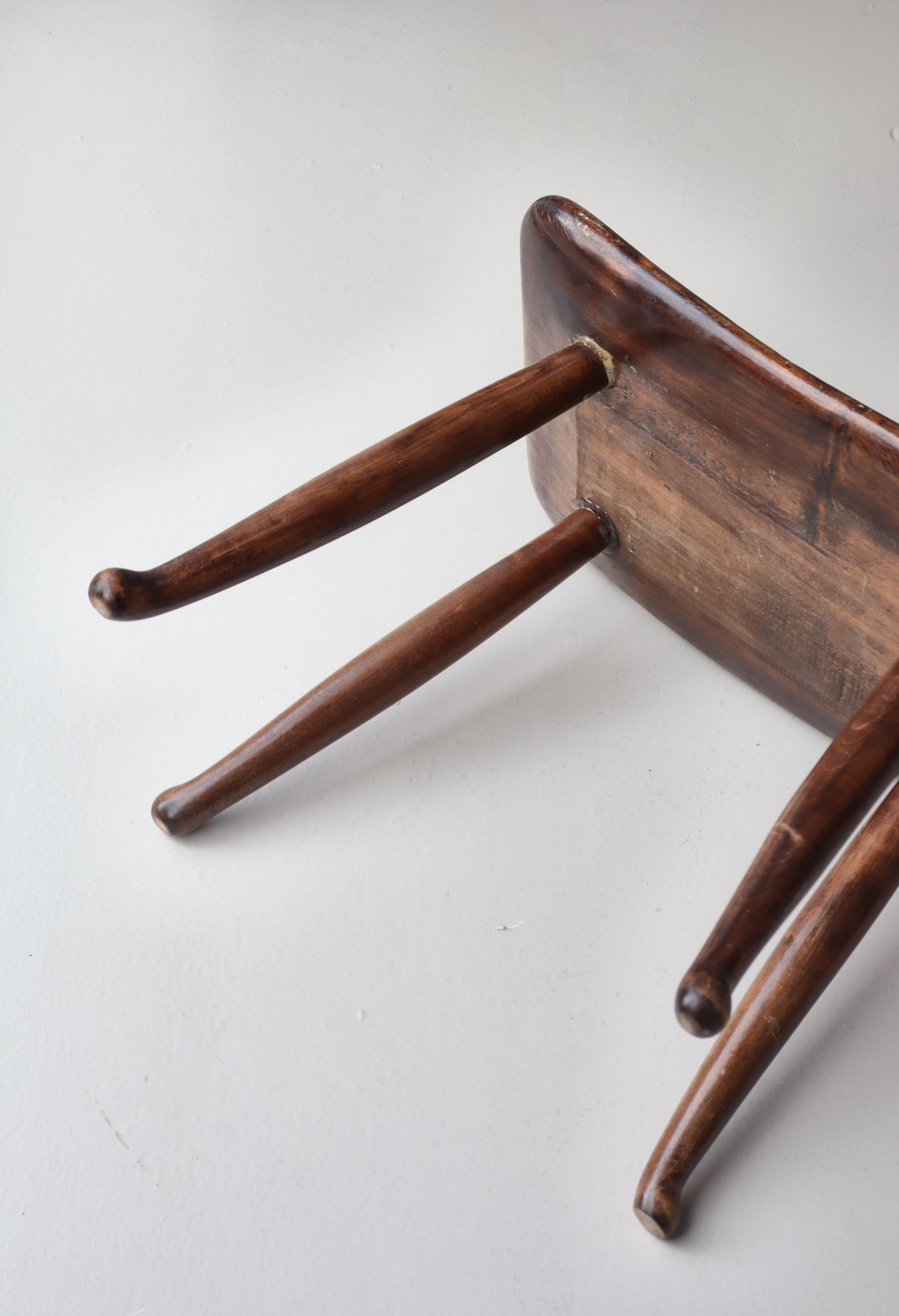 Swedish Modern Folk Art Stool Josef Frank Style Stained Beech 1930s For Sale 3