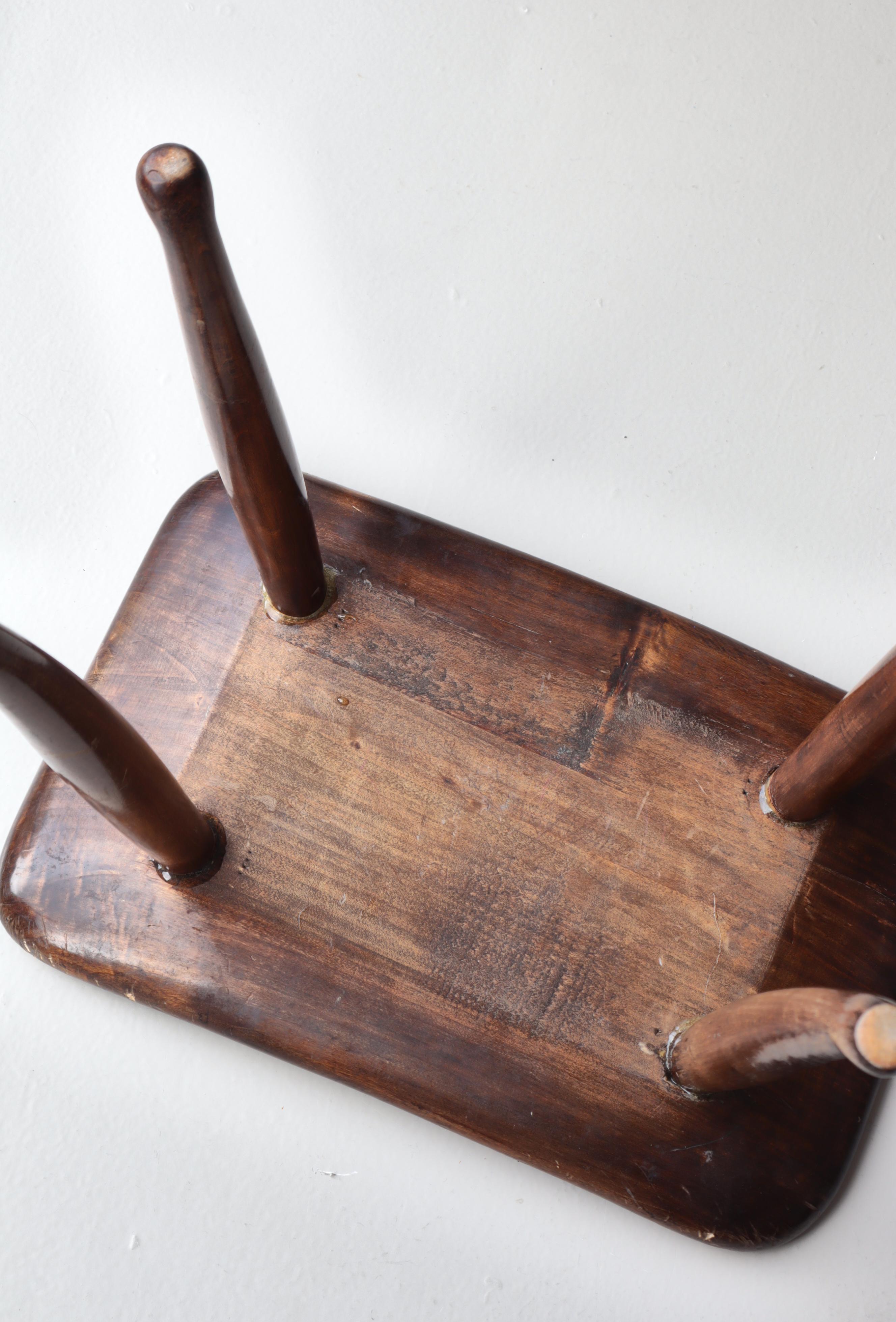 Swedish Modern Folk Art Stool Josef Frank Style Stained Beech 1930s For Sale 4