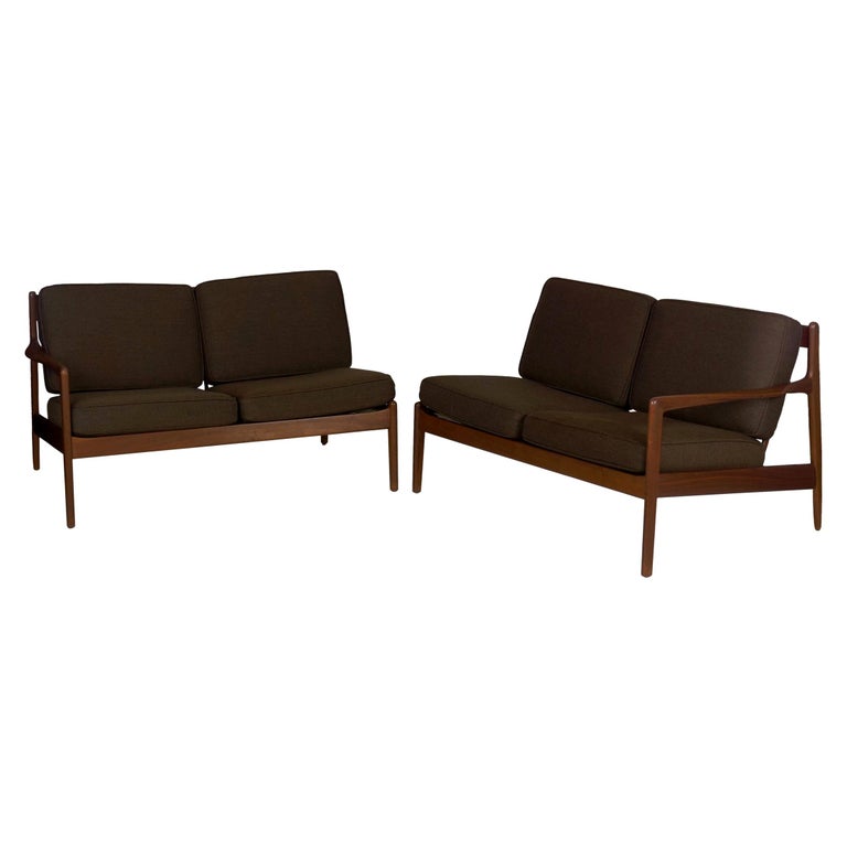 Swedish Modern Folke Ohlsson For Dux Pair Of Sectional Loveseat Dux Pair Of Sectional Loveseat