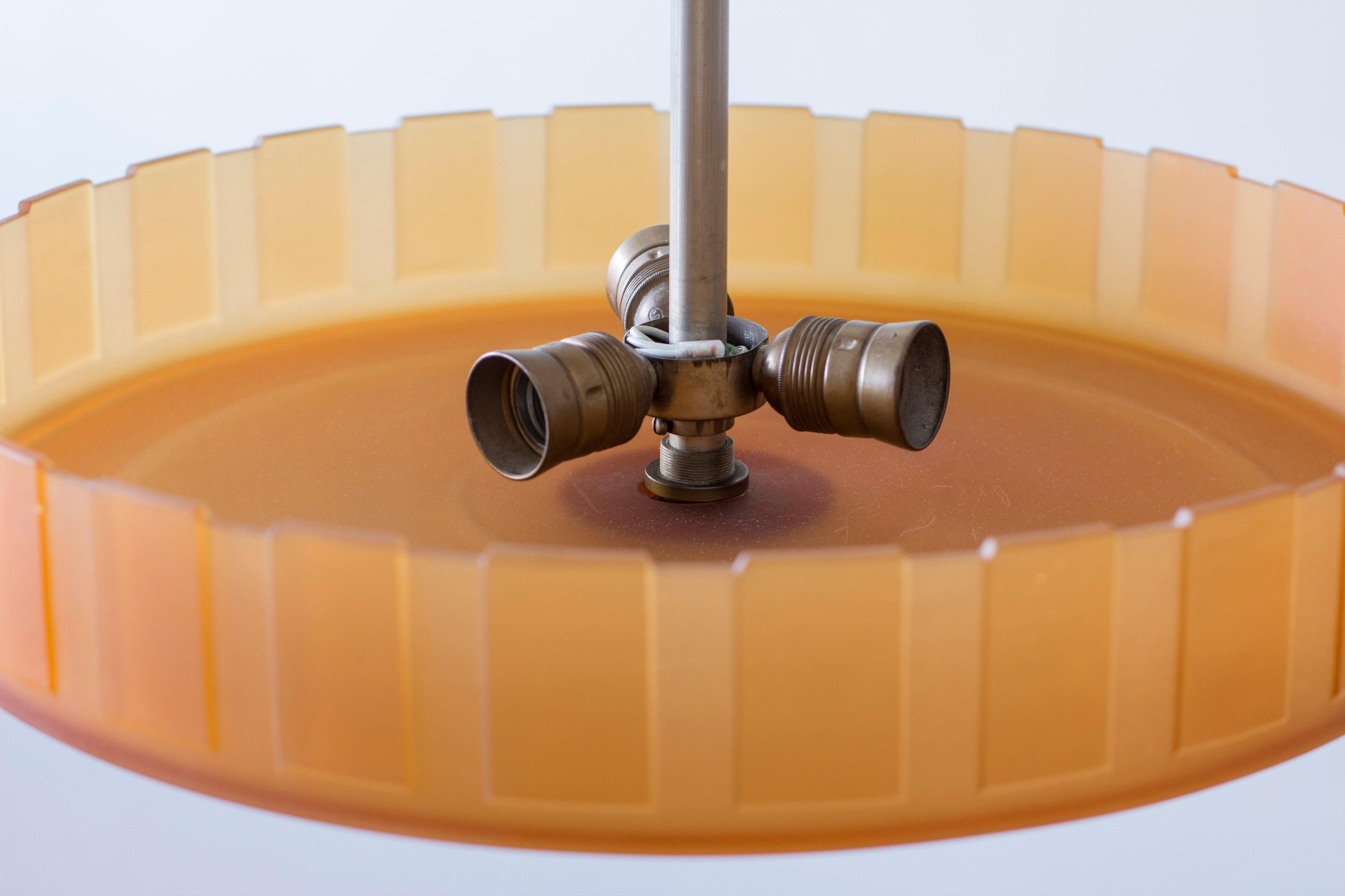 Colgante de techo geométrico sueco moderno de cristal ámbar, años 30 en venta 3