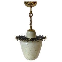 Swedish Modern Glass and Brass Pendant