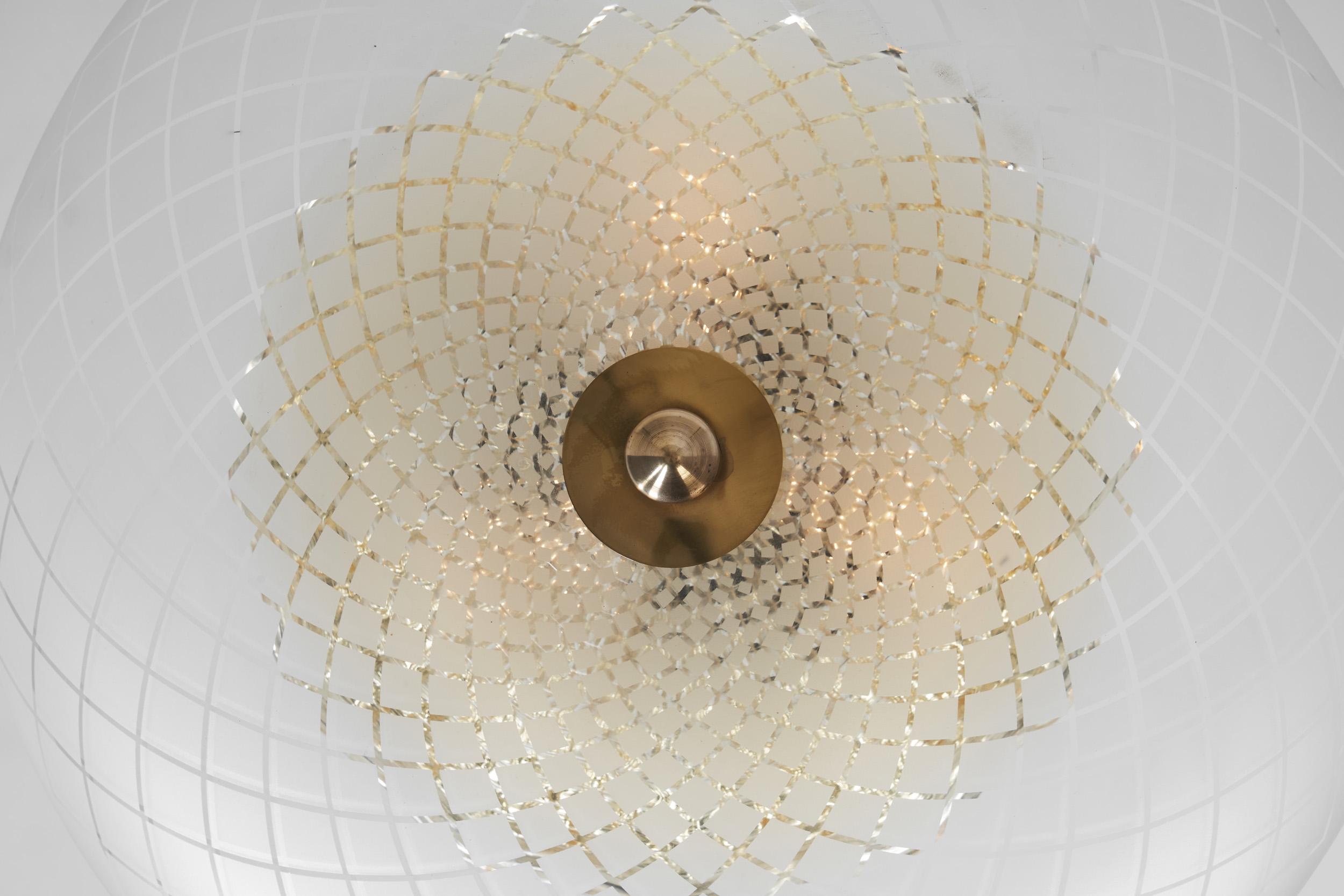 Swedish Modern Glass Ceiling Lamp by Orrefors, Sweden 1930s For Sale 4