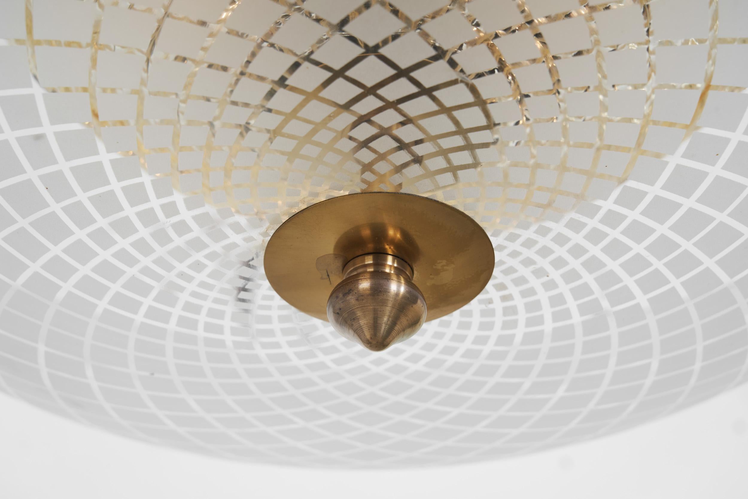 Swedish Modern Glass Ceiling Lamp by Orrefors, Sweden 1930s 5