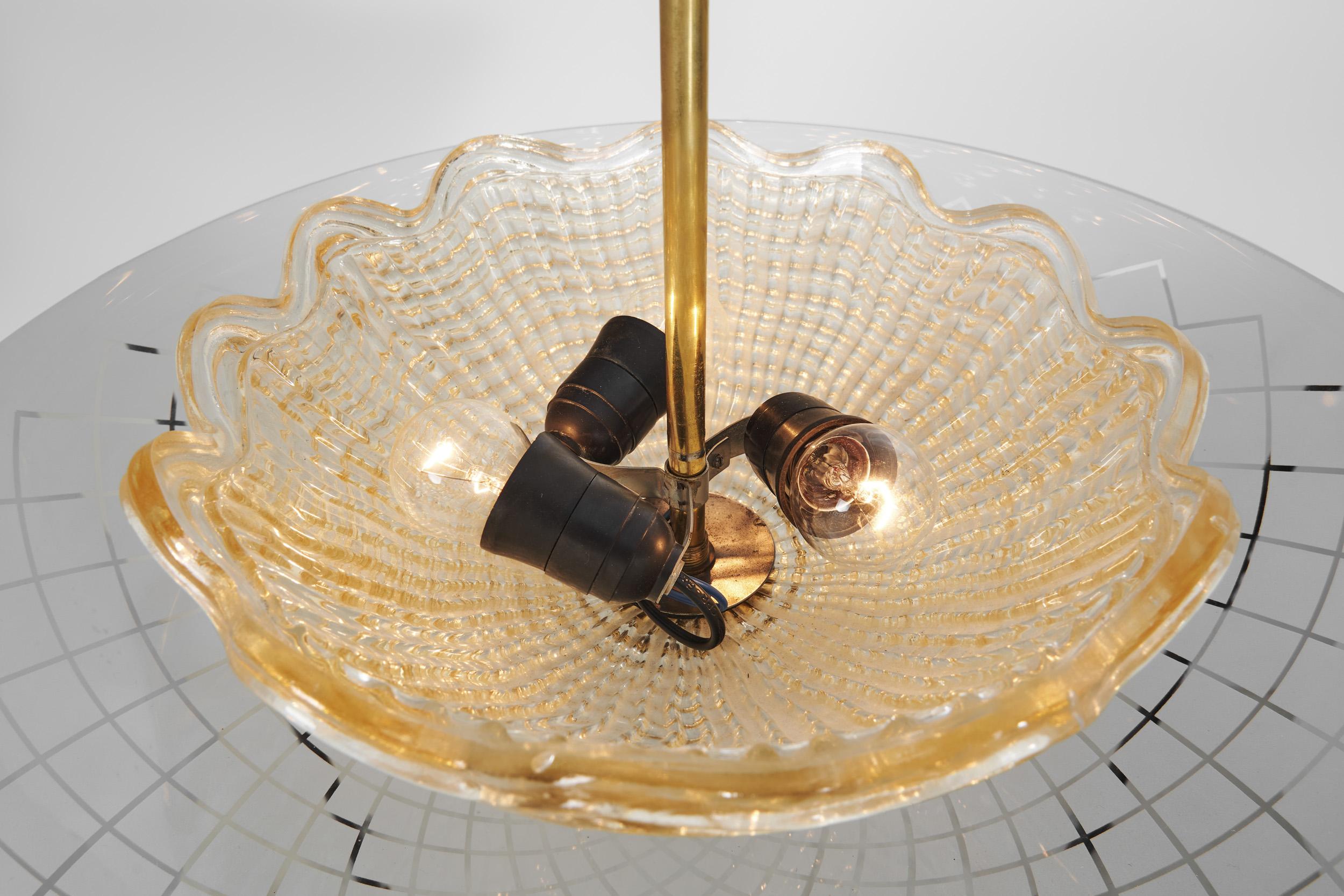 Swedish Modern Glass Ceiling Lamp by Orrefors, Sweden 1930s For Sale 11